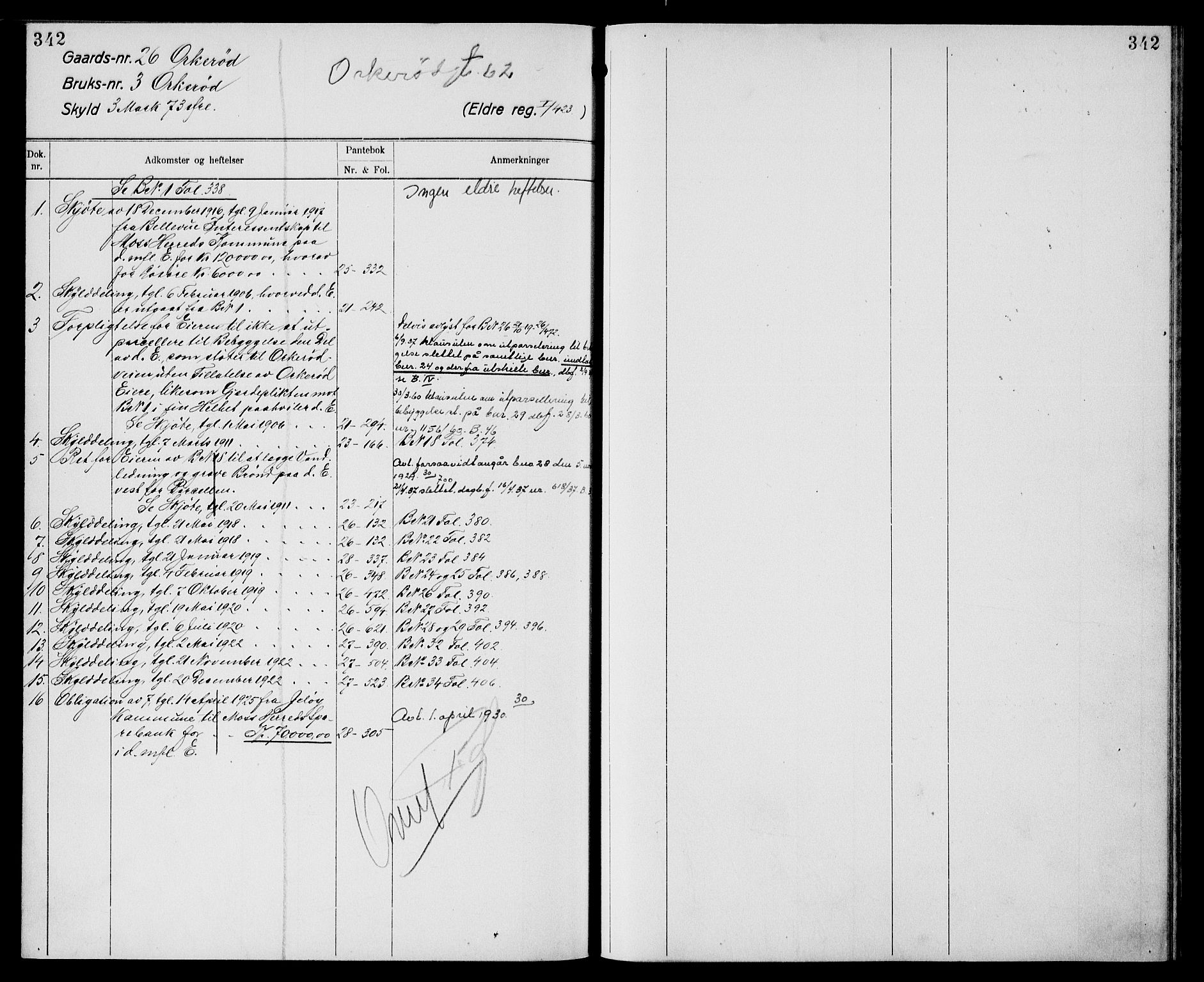 Moss sorenskriveri, SAO/A-10168: Mortgage register no. XI 4, 1864-1961, p. 342