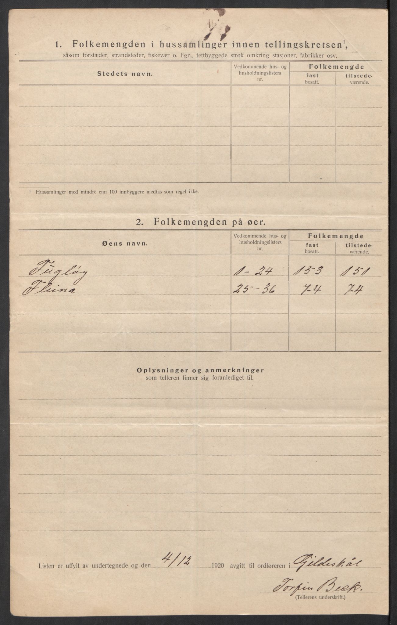 SAT, 1920 census for Gildeskål, 1920, p. 54