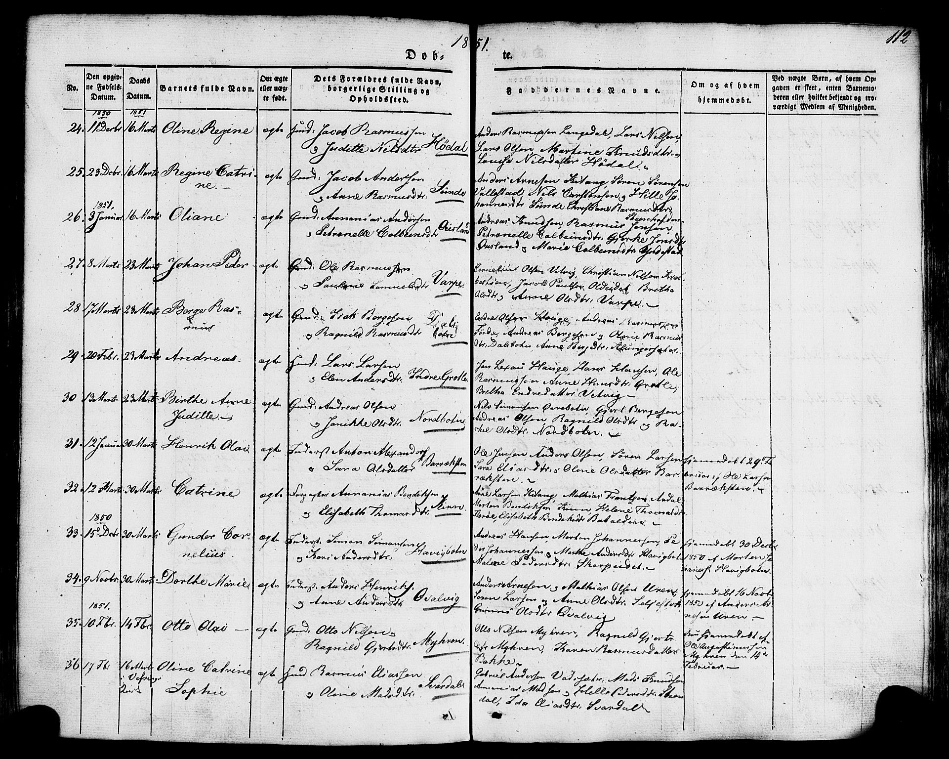 Kinn sokneprestembete, AV/SAB-A-80801/H/Haa/Haaa/L0005: Parish register (official) no. A 5, 1841-1857, p. 112