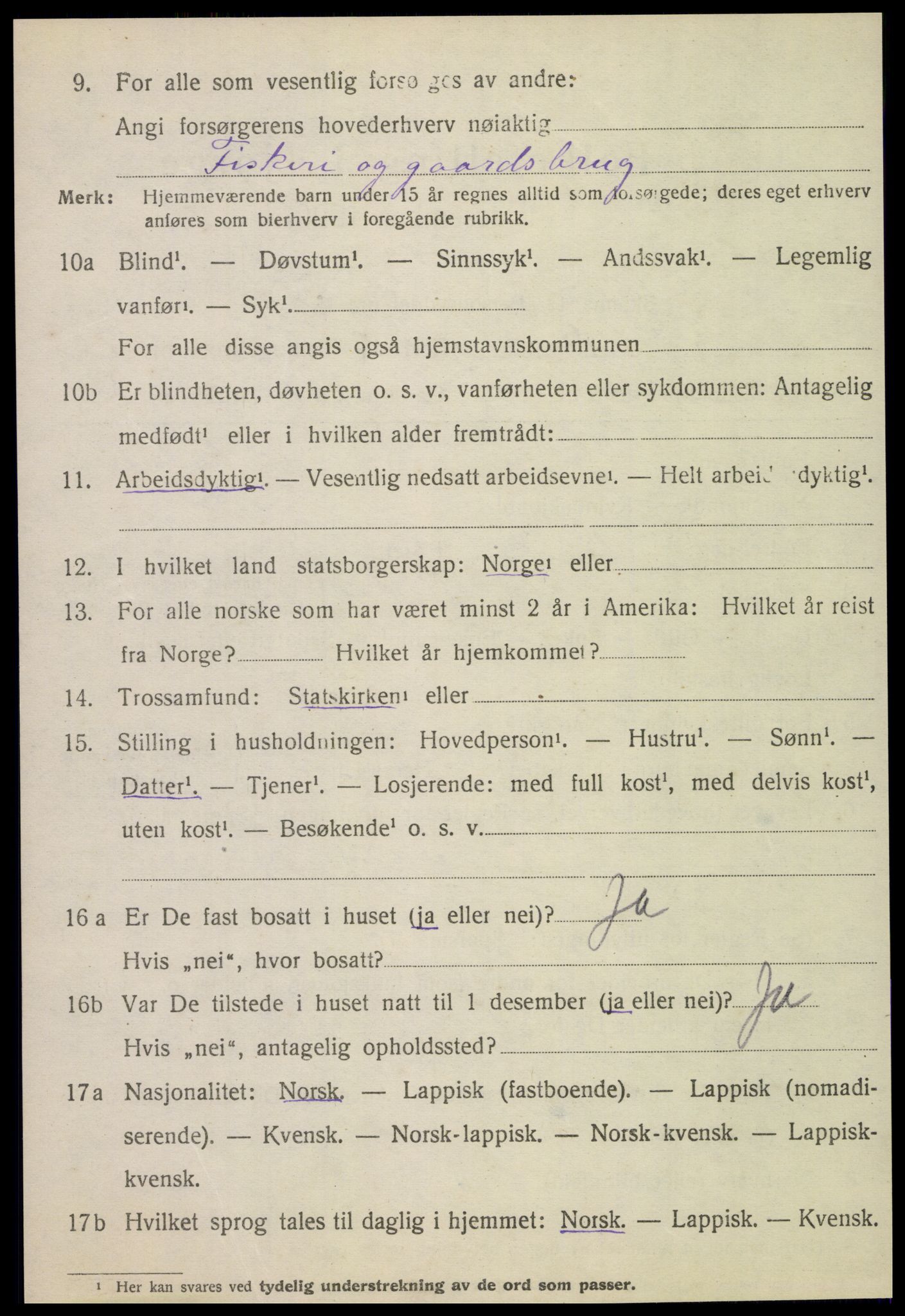 SAT, 1920 census for Tjøtta, 1920, p. 3922