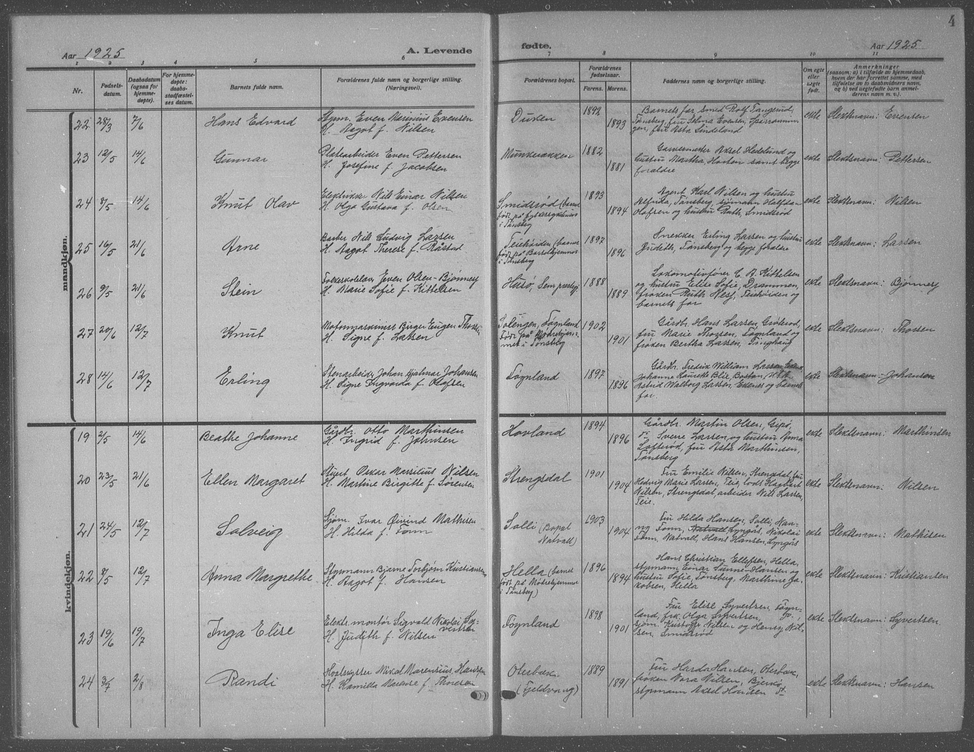 Nøtterøy kirkebøker, AV/SAKO-A-354/G/Ga/L0006: Parish register (copy) no. I 6, 1925-1939, p. 4