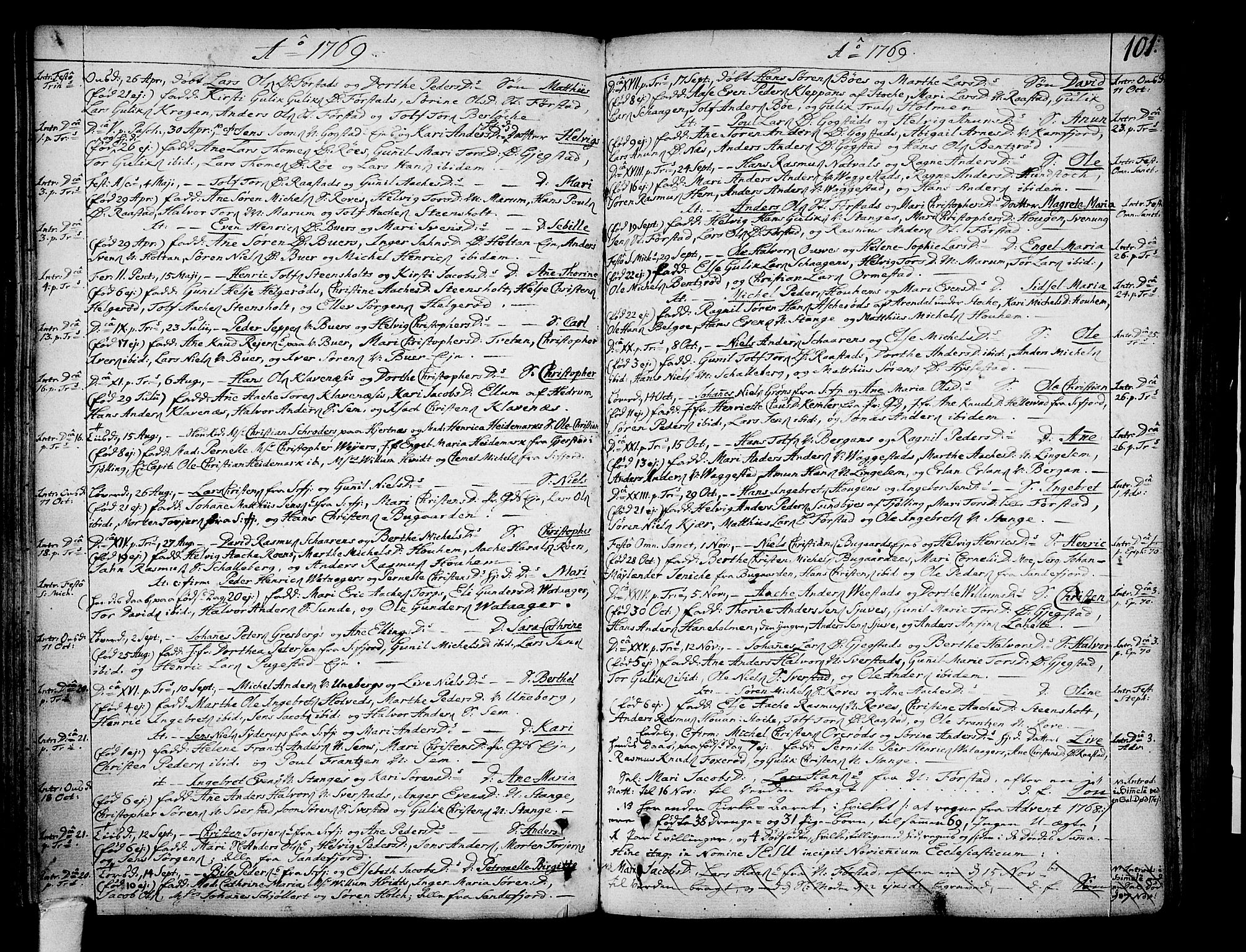 Sandar kirkebøker, SAKO/A-243/F/Fa/L0002: Parish register (official) no. 2, 1733-1788, p. 101