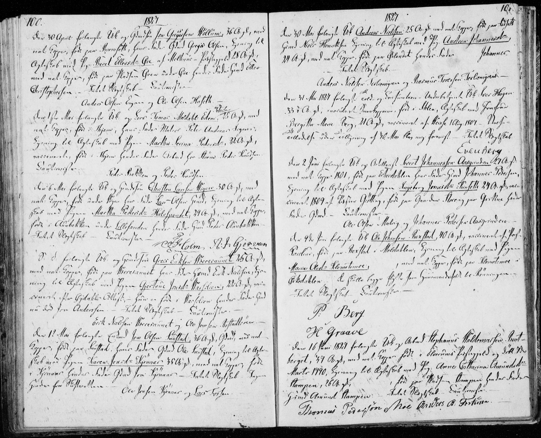 Ministerialprotokoller, klokkerbøker og fødselsregistre - Sør-Trøndelag, SAT/A-1456/606/L0295: Banns register no. 606A10, 1815-1833, p. 100-101