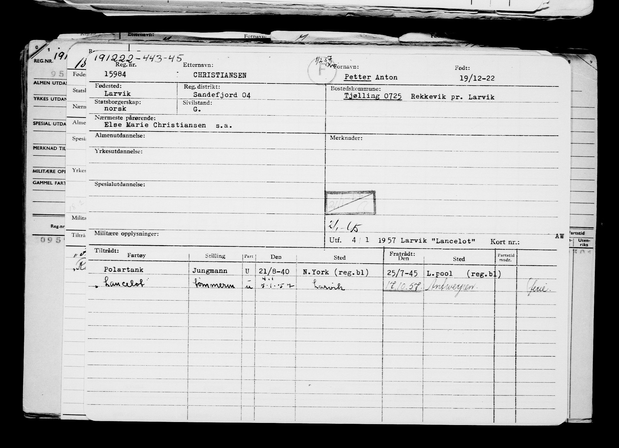 Direktoratet for sjømenn, RA/S-3545/G/Gb/L0213: Hovedkort, 1922, p. 428