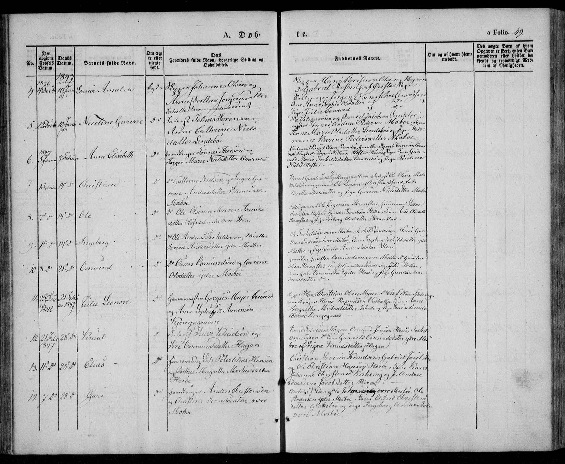 Oddernes sokneprestkontor, AV/SAK-1111-0033/F/Fa/Faa/L0006: Parish register (official) no. A 6, 1838-1851, p. 49