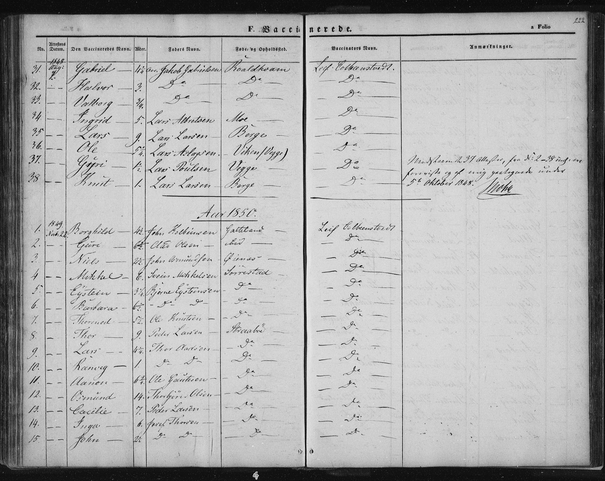 Suldal sokneprestkontor, SAST/A-101845/01/IV/L0008: Parish register (official) no. A 8, 1836-1853, p. 222