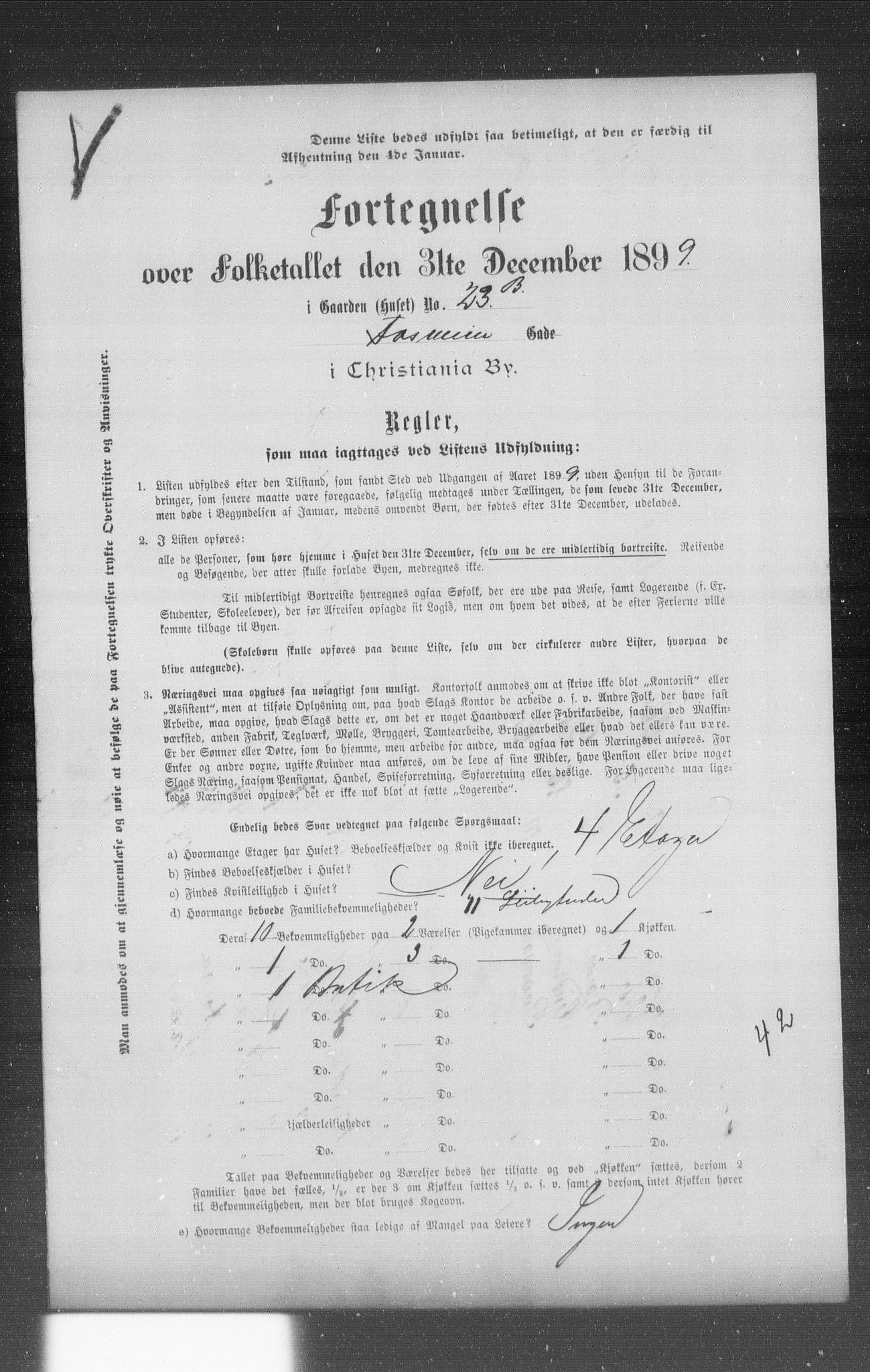 OBA, Municipal Census 1899 for Kristiania, 1899, p. 3360