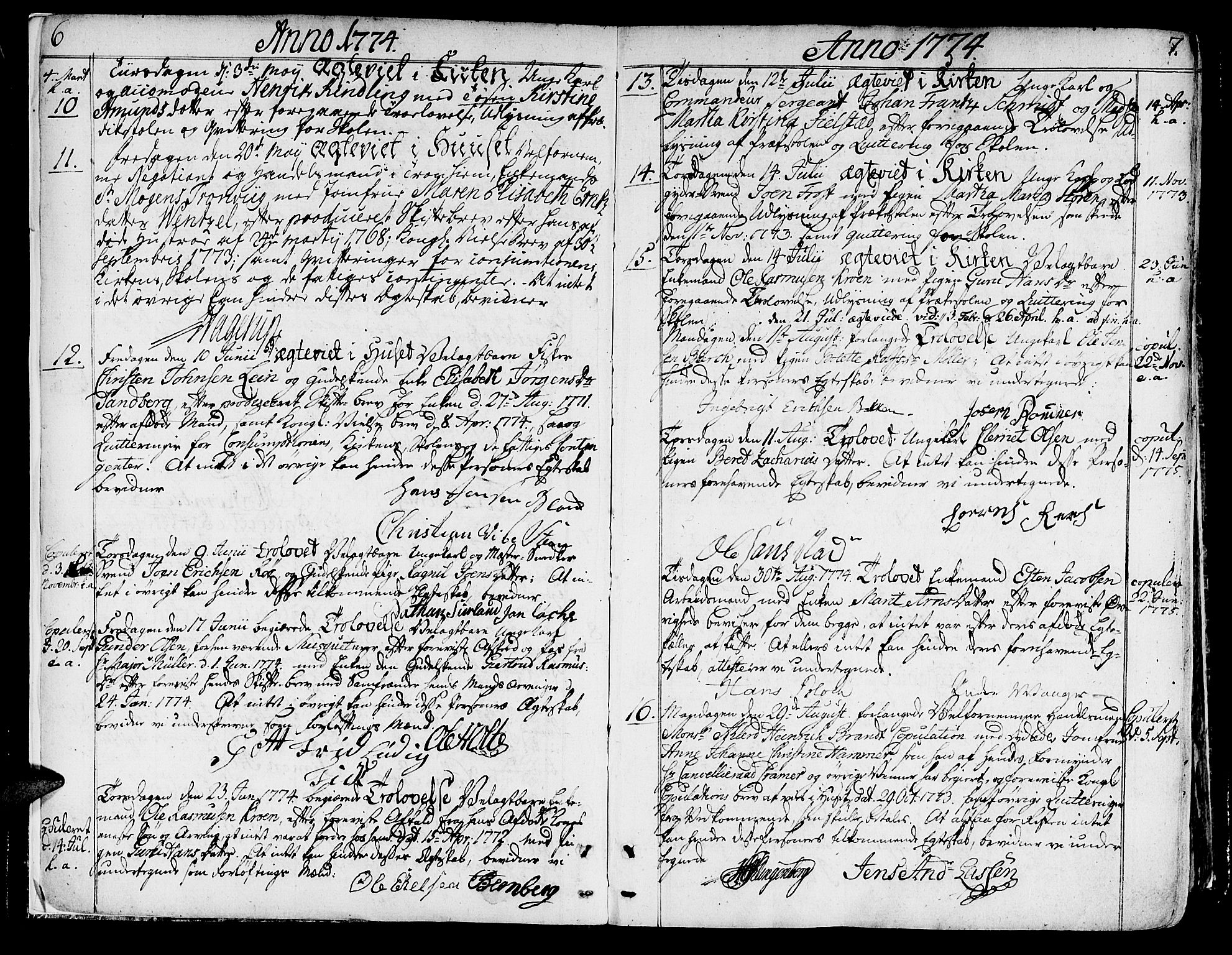 Ministerialprotokoller, klokkerbøker og fødselsregistre - Sør-Trøndelag, SAT/A-1456/602/L0105: Parish register (official) no. 602A03, 1774-1814, p. 6-7