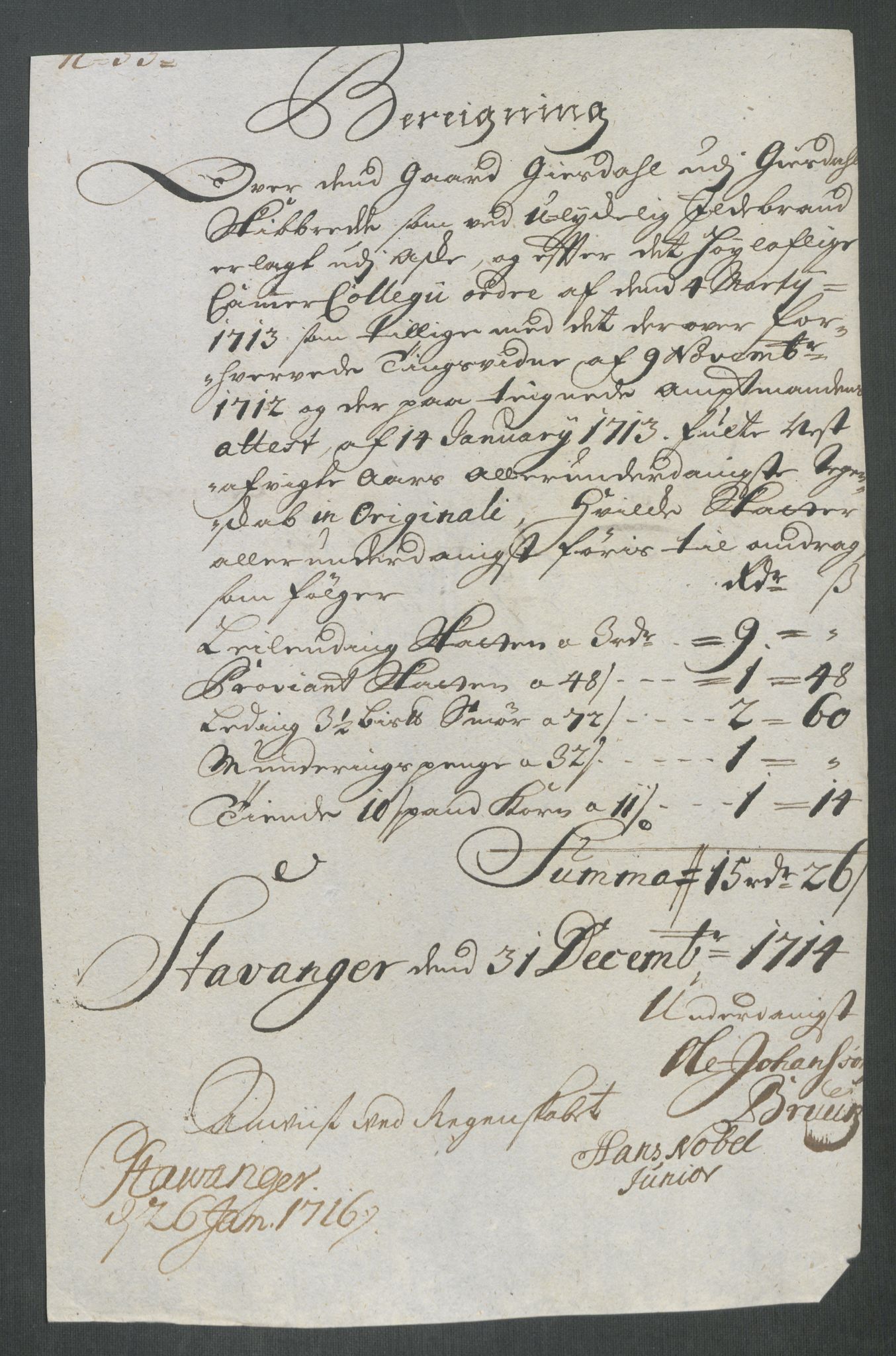 Rentekammeret inntil 1814, Reviderte regnskaper, Fogderegnskap, AV/RA-EA-4092/R46/L2738: Fogderegnskap Jæren og Dalane, 1713-1714, p. 391
