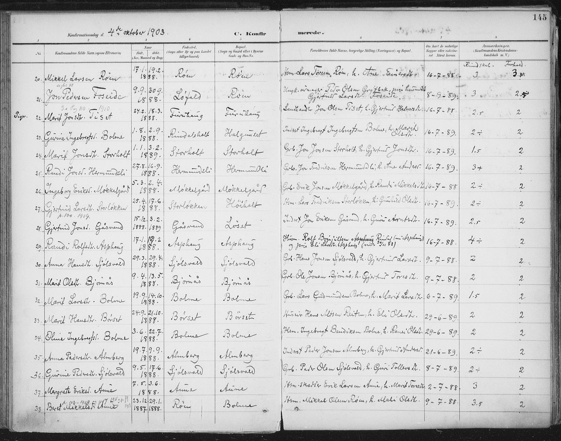 Ministerialprotokoller, klokkerbøker og fødselsregistre - Møre og Romsdal, AV/SAT-A-1454/598/L1072: Parish register (official) no. 598A06, 1896-1910, p. 145