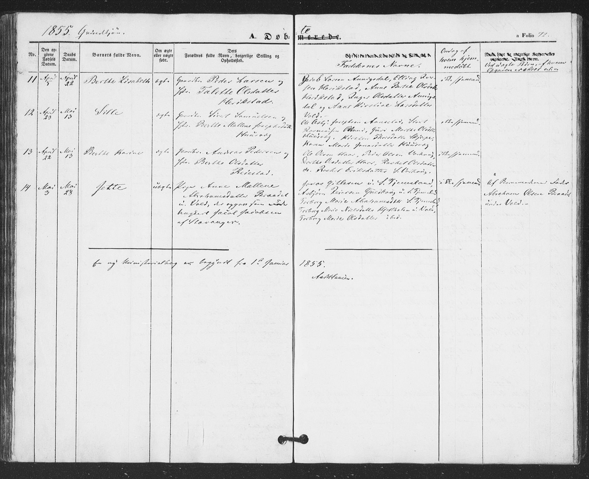 Hå sokneprestkontor, AV/SAST-A-101801/001/30BA/L0007: Parish register (official) no. A 6, 1842-1855, p. 72