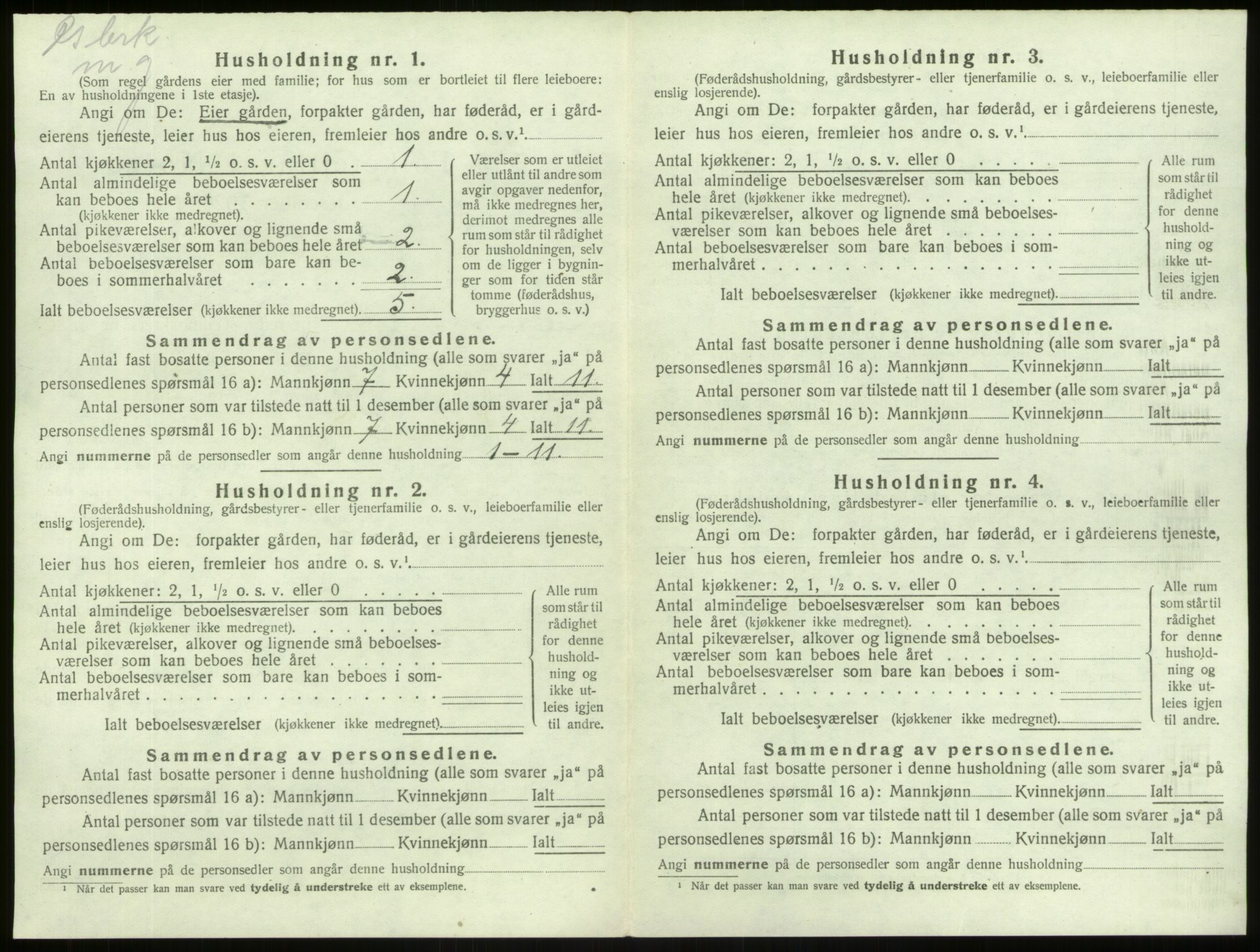 SAB, 1920 census for Lærdal, 1920, p. 296