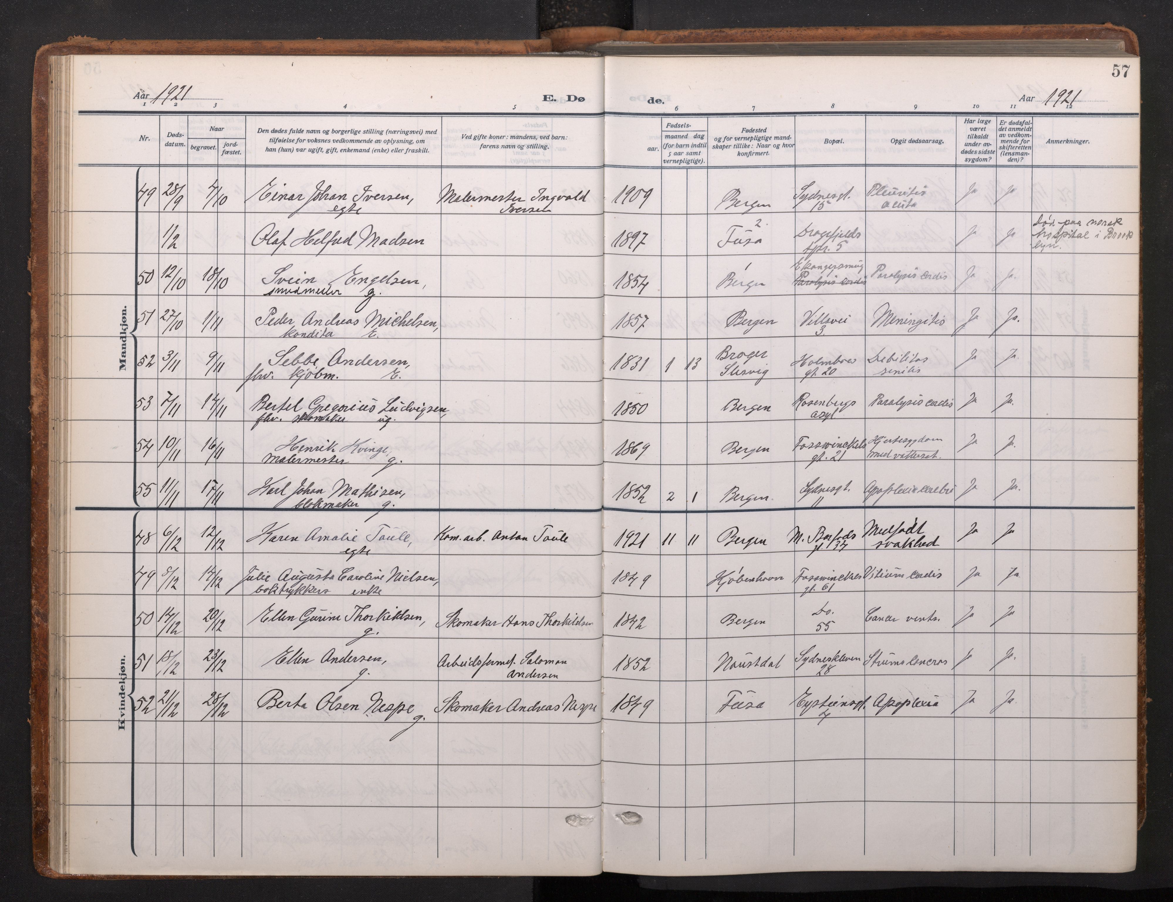 Johanneskirken sokneprestembete, AV/SAB-A-76001/H/Haa/L0020: Parish register (official) no. E 2, 1916-1951, p. 57