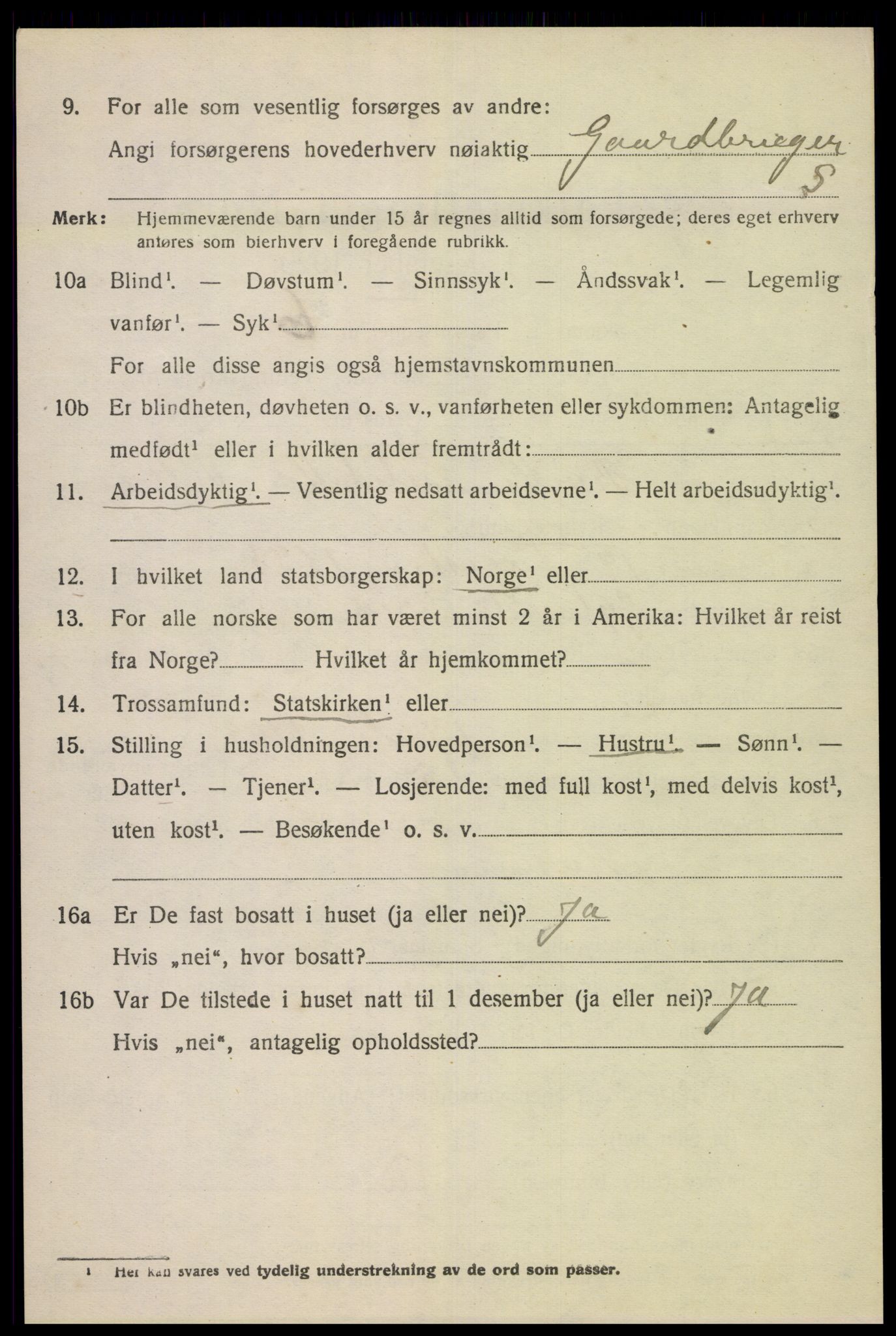 SAK, 1920 census for Gyland, 1920, p. 2433