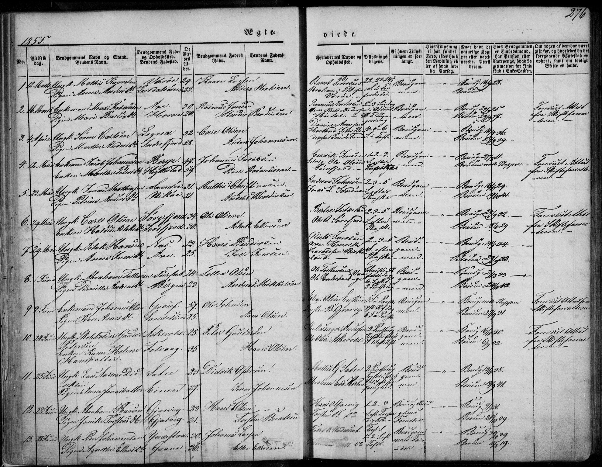 Askvoll sokneprestembete, AV/SAB-A-79501/H/Haa/Haaa/L0011/0002: Parish register (official) no. A 11 II, 1845-1878, p. 276