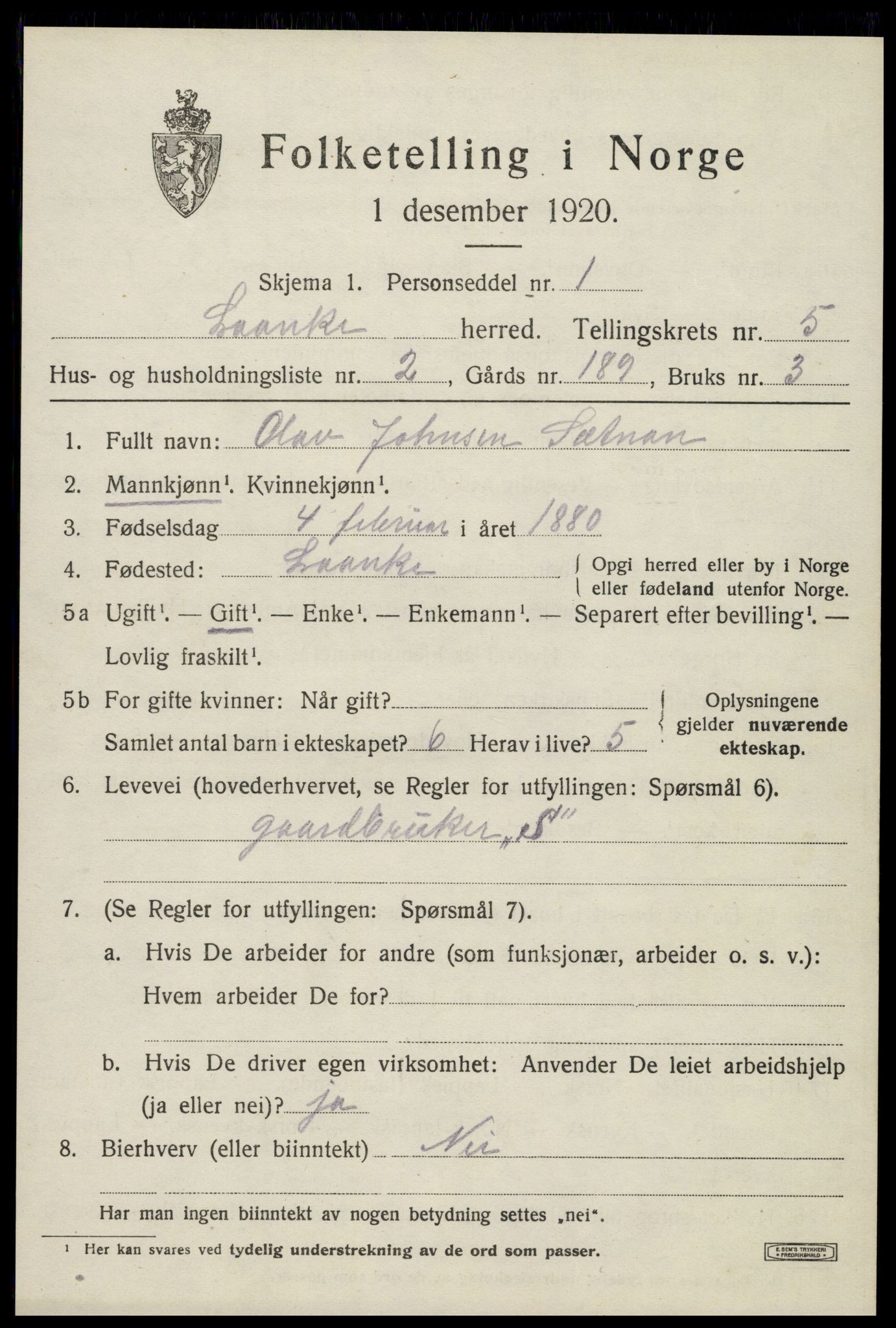 SAT, 1920 census for Lånke, 1920, p. 2776