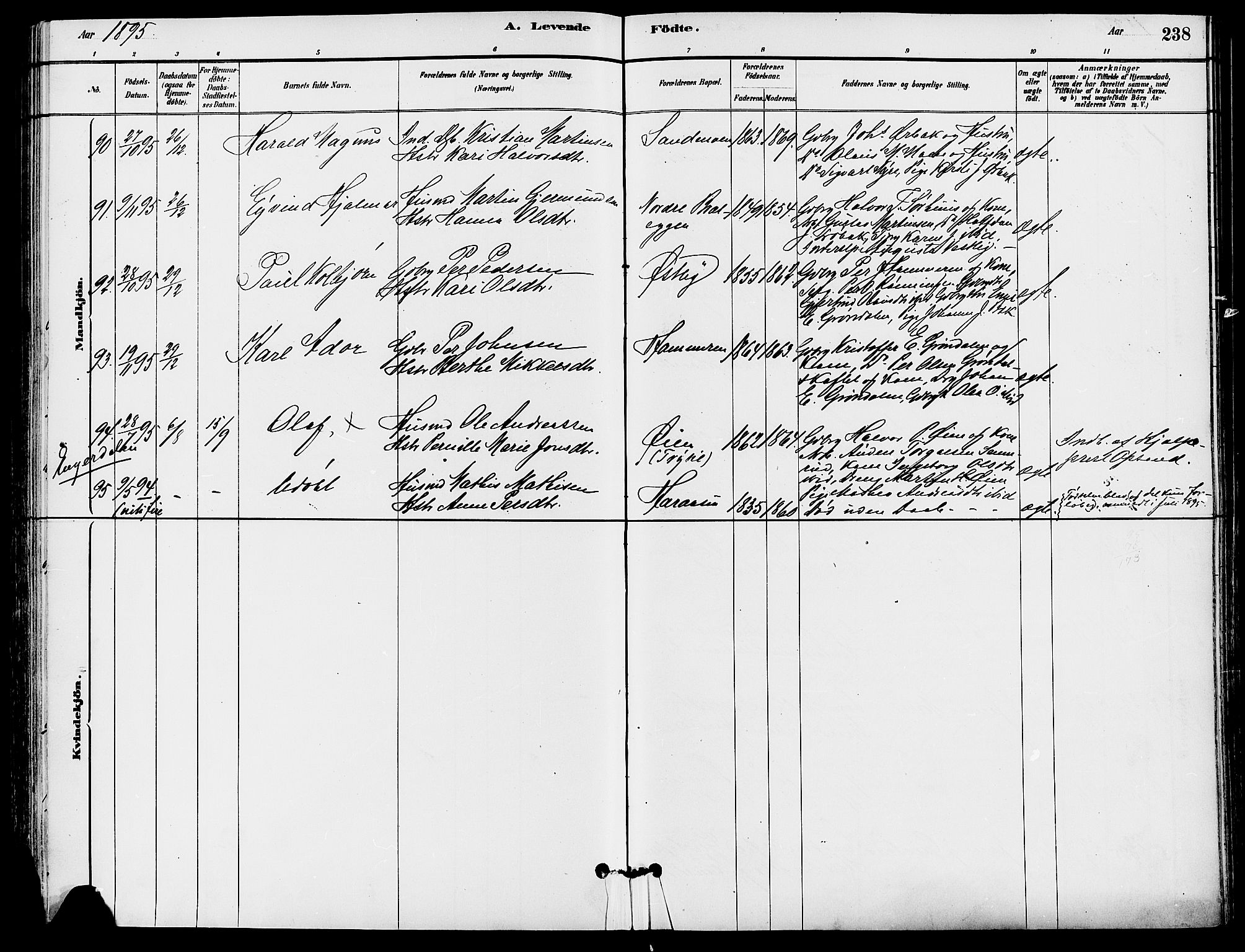 Trysil prestekontor, SAH/PREST-046/H/Ha/Haa/L0008: Parish register (official) no. 8, 1881-1897, p. 238