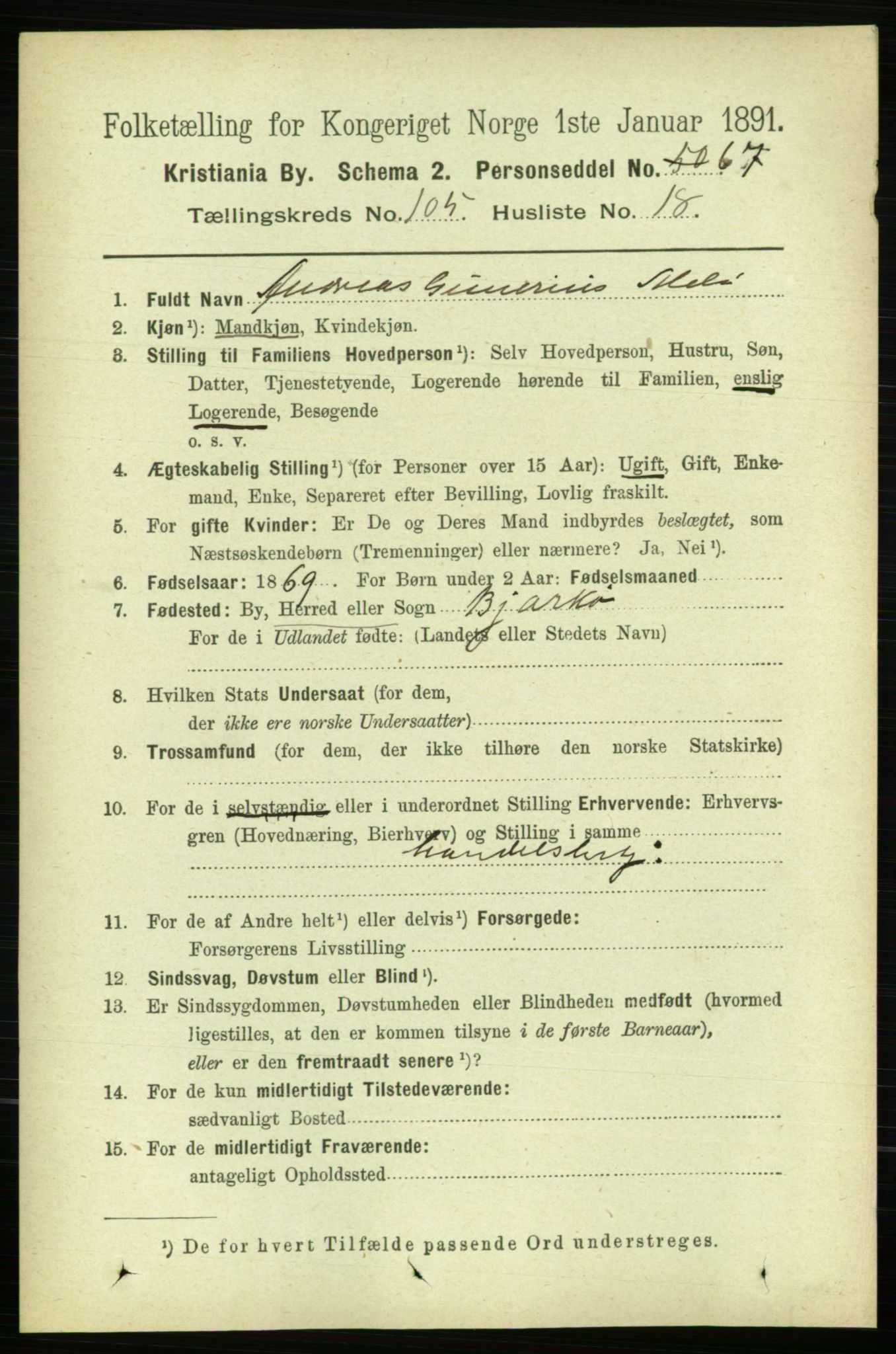 RA, 1891 census for 0301 Kristiania, 1891, p. 53626