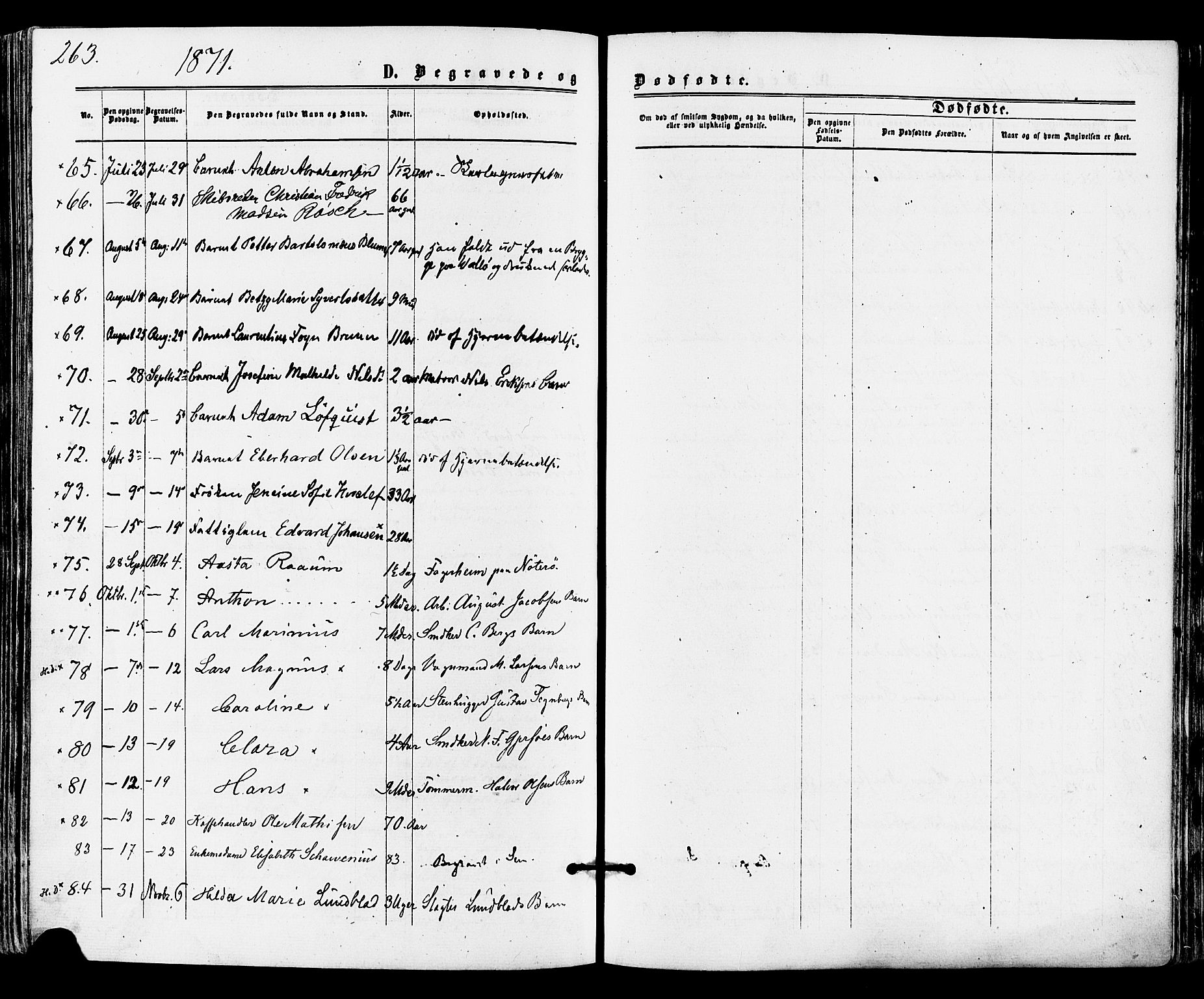 Tønsberg kirkebøker, SAKO/A-330/F/Fa/L0009: Parish register (official) no. I 9, 1865-1873, p. 263