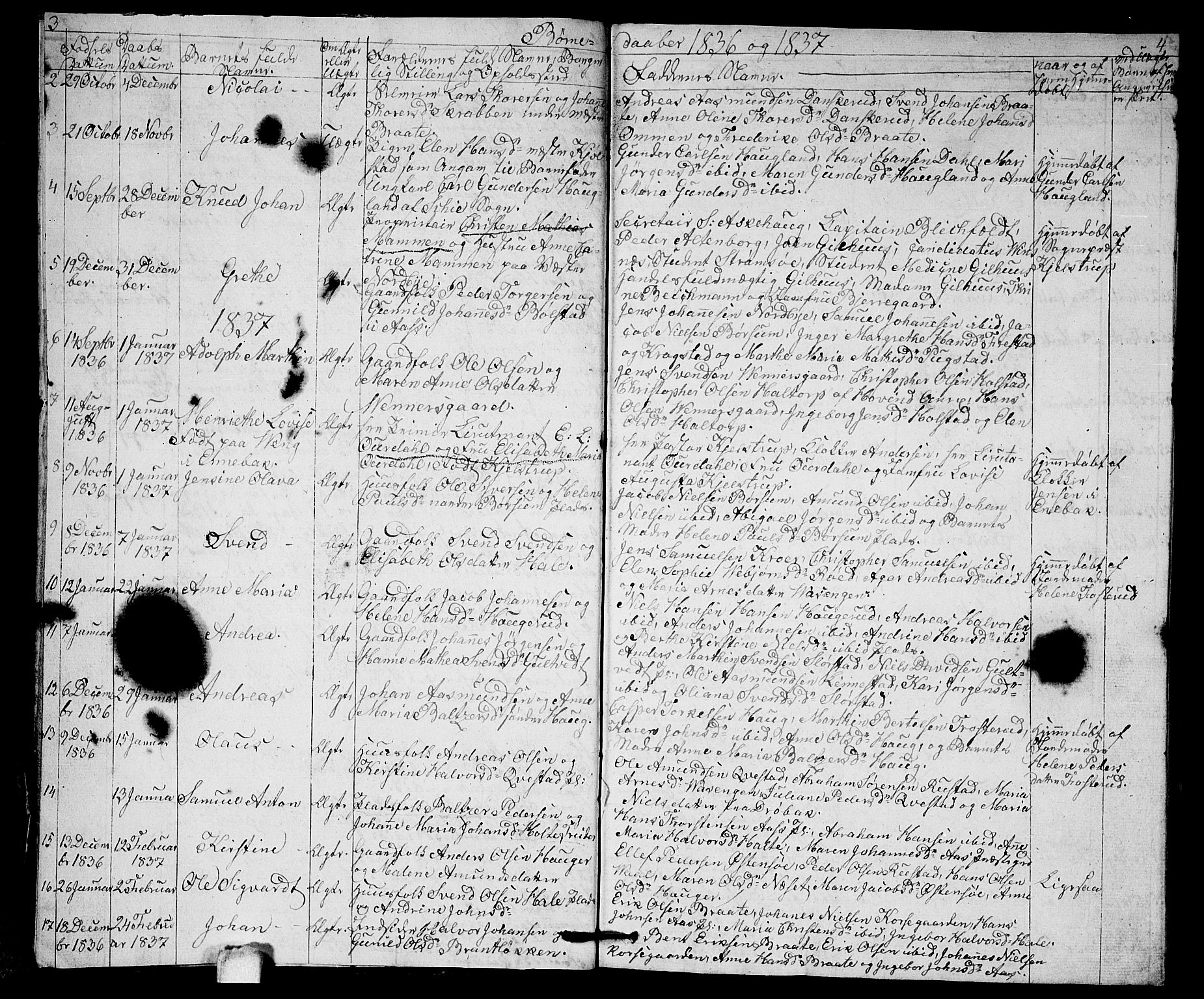 Ås prestekontor Kirkebøker, AV/SAO-A-10894/G/Ga/L0003: Parish register (copy) no. I 3, 1836-1843, p. 3-4