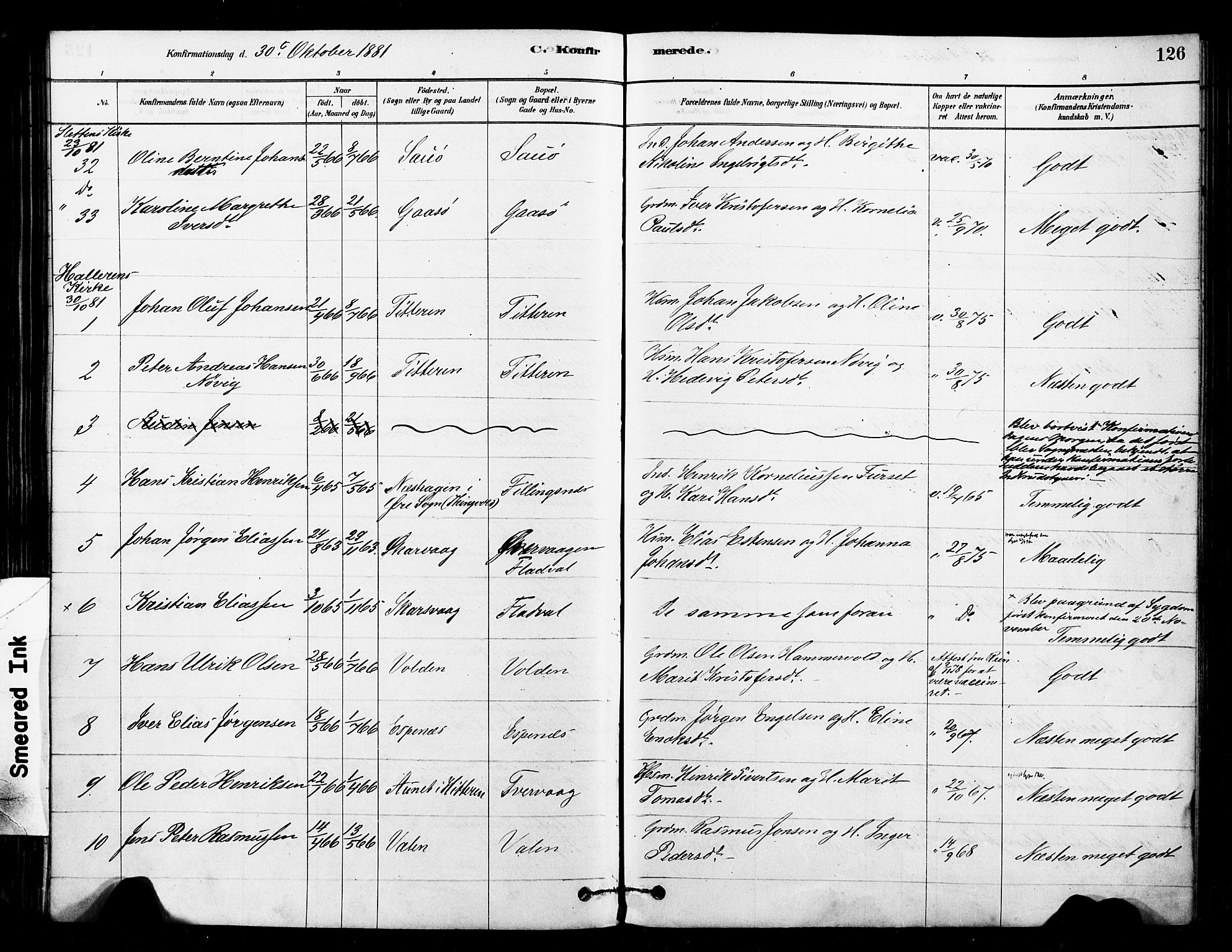 Ministerialprotokoller, klokkerbøker og fødselsregistre - Sør-Trøndelag, SAT/A-1456/640/L0578: Parish register (official) no. 640A03, 1879-1889, p. 126