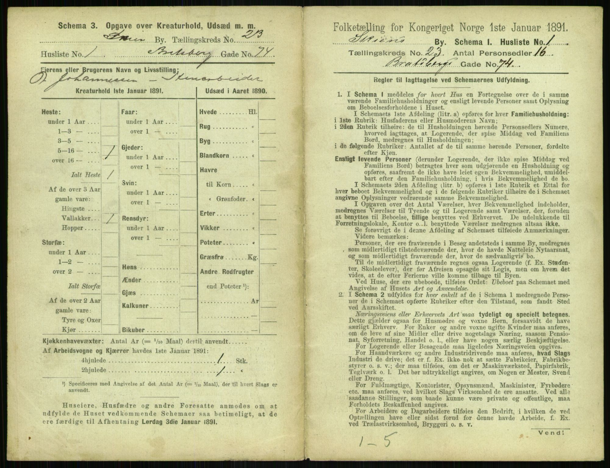 RA, 1891 census for 0806 Skien, 1891, p. 880