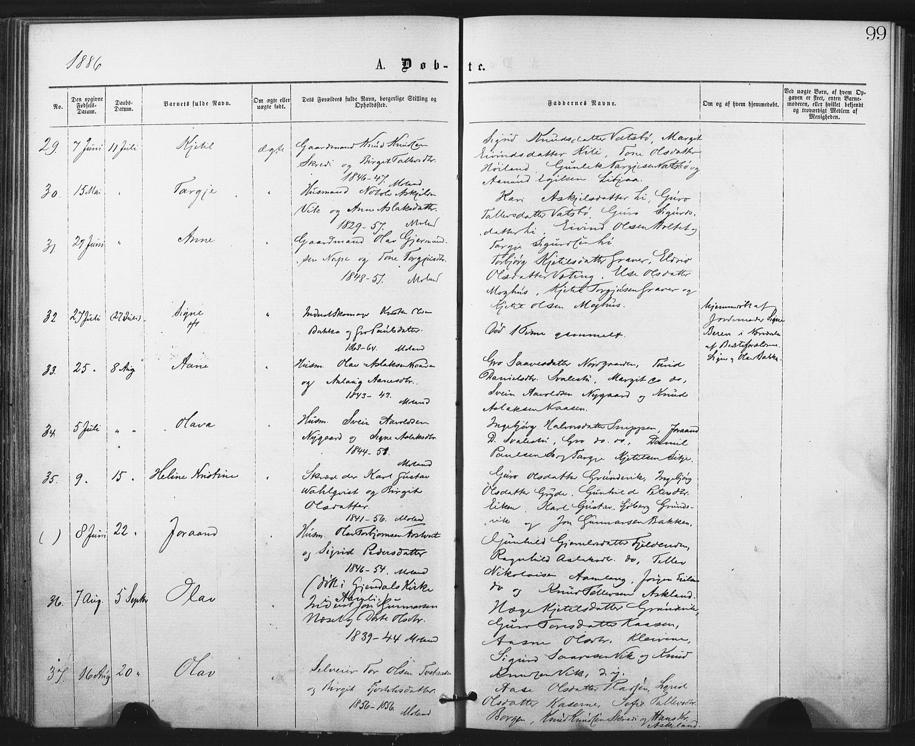 Fyresdal kirkebøker, SAKO/A-263/F/Fa/L0006: Parish register (official) no. I 6, 1872-1886, p. 99