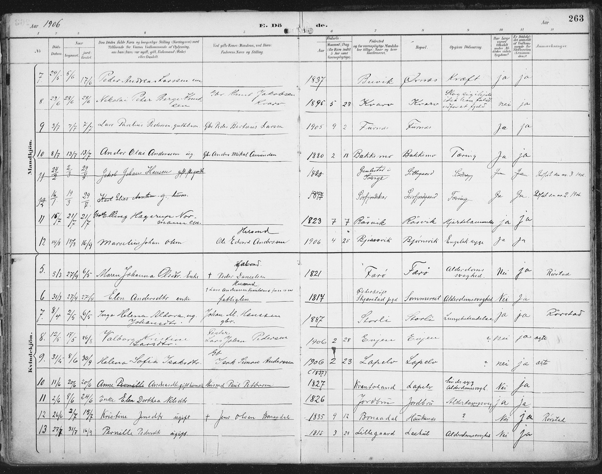 Ministerialprotokoller, klokkerbøker og fødselsregistre - Nordland, SAT/A-1459/854/L0779: Parish register (official) no. 854A02, 1892-1909, p. 263