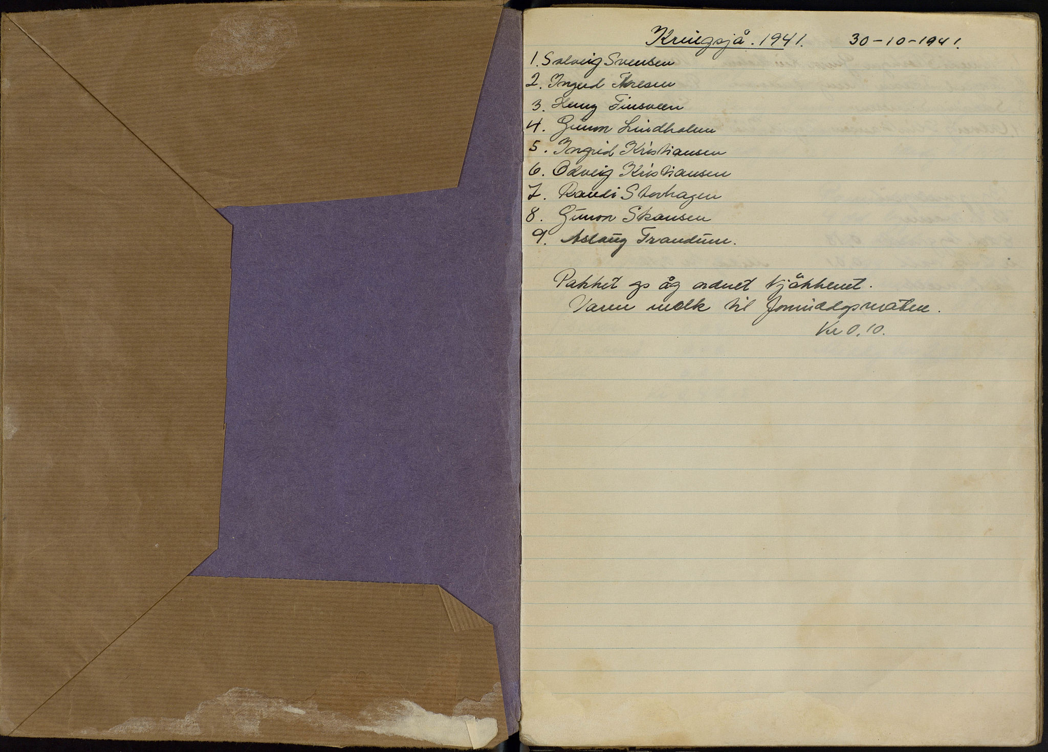 Uspesifisert arkiv, OFA/-, 1941-1942
