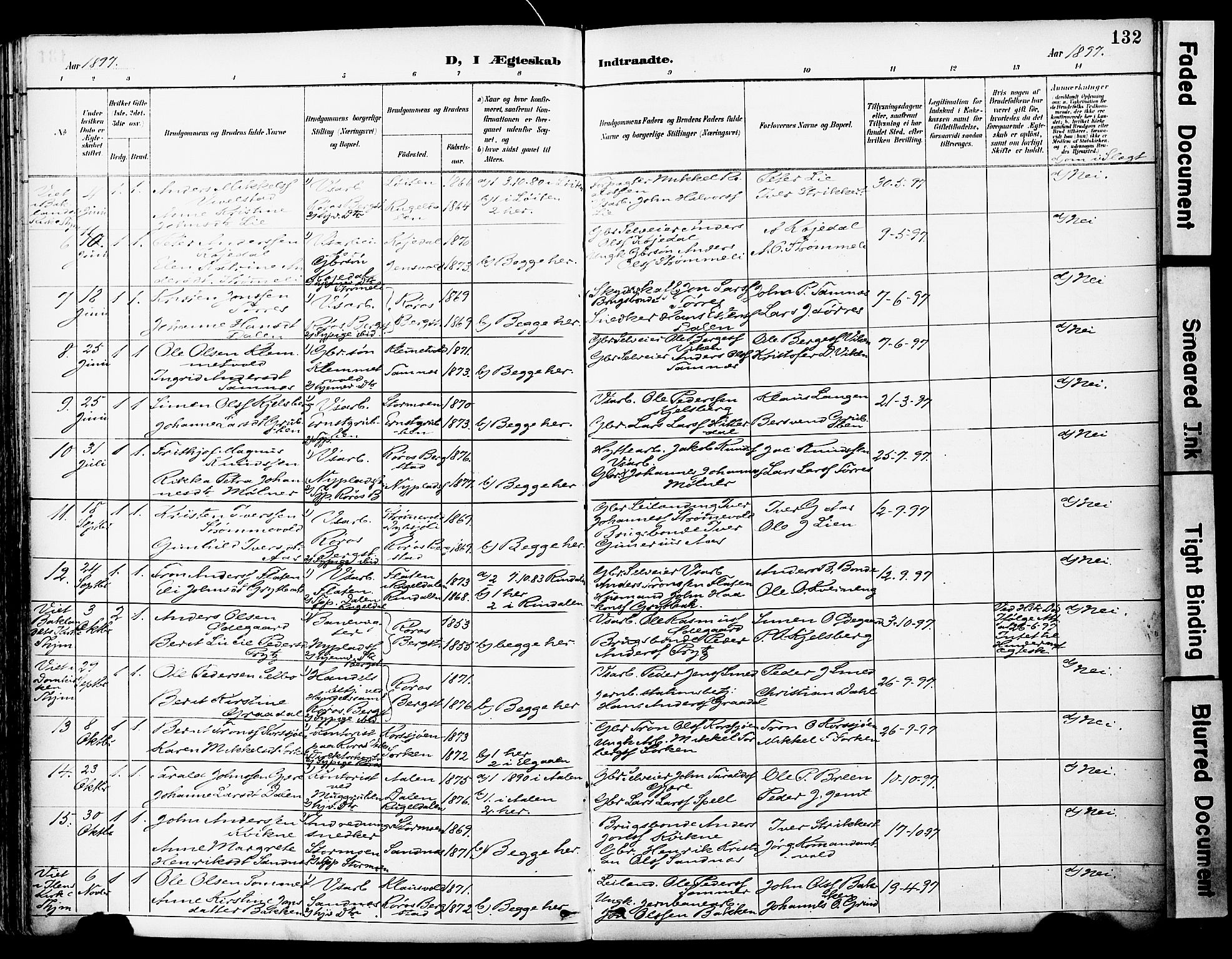 Ministerialprotokoller, klokkerbøker og fødselsregistre - Sør-Trøndelag, SAT/A-1456/681/L0935: Parish register (official) no. 681A13, 1890-1898, p. 132