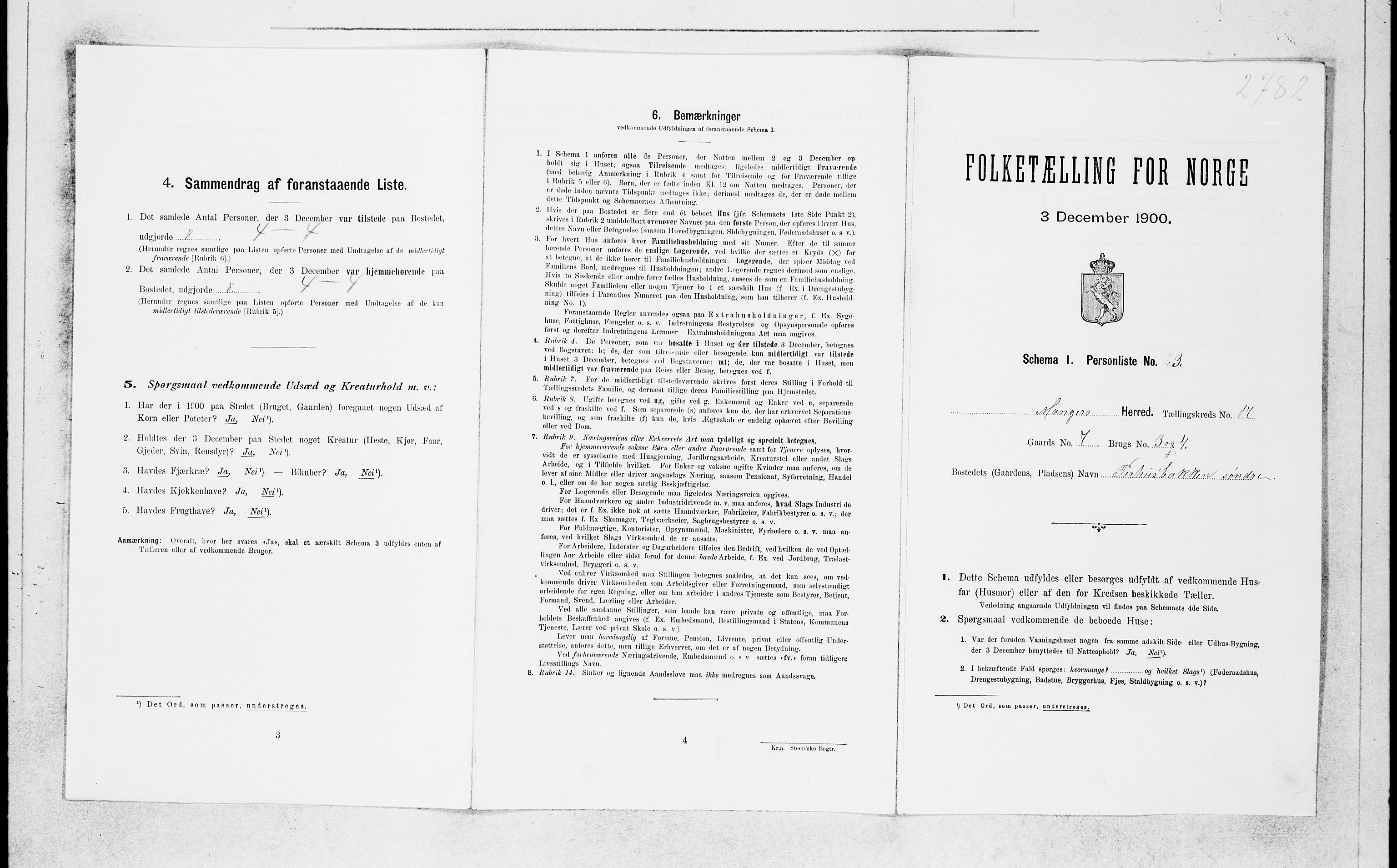 SAB, 1900 census for Manger, 1900, p. 1583