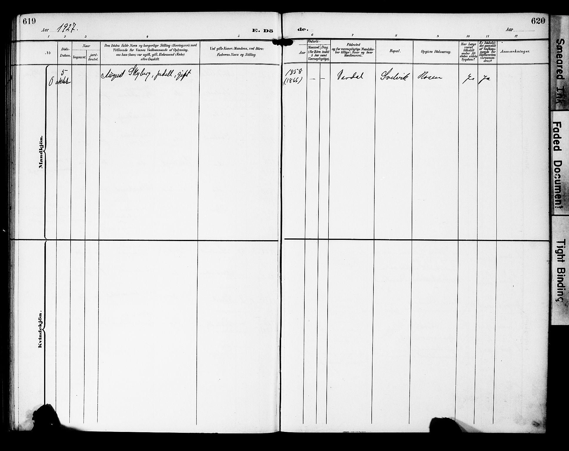 Strømm kirkebøker, AV/SAKO-A-322/G/Gb/L0002: Parish register (copy) no. II 2, 1897-1928, p. 619-620