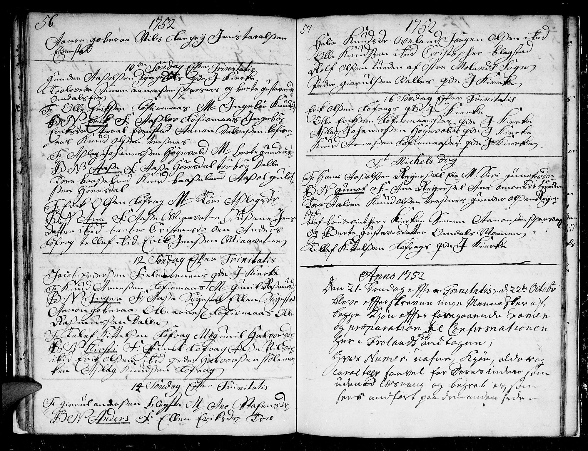 Froland sokneprestkontor, AV/SAK-1111-0013/F/Fb/L0002: Parish register (copy) no. B 2, 1747-1759, p. 56-57