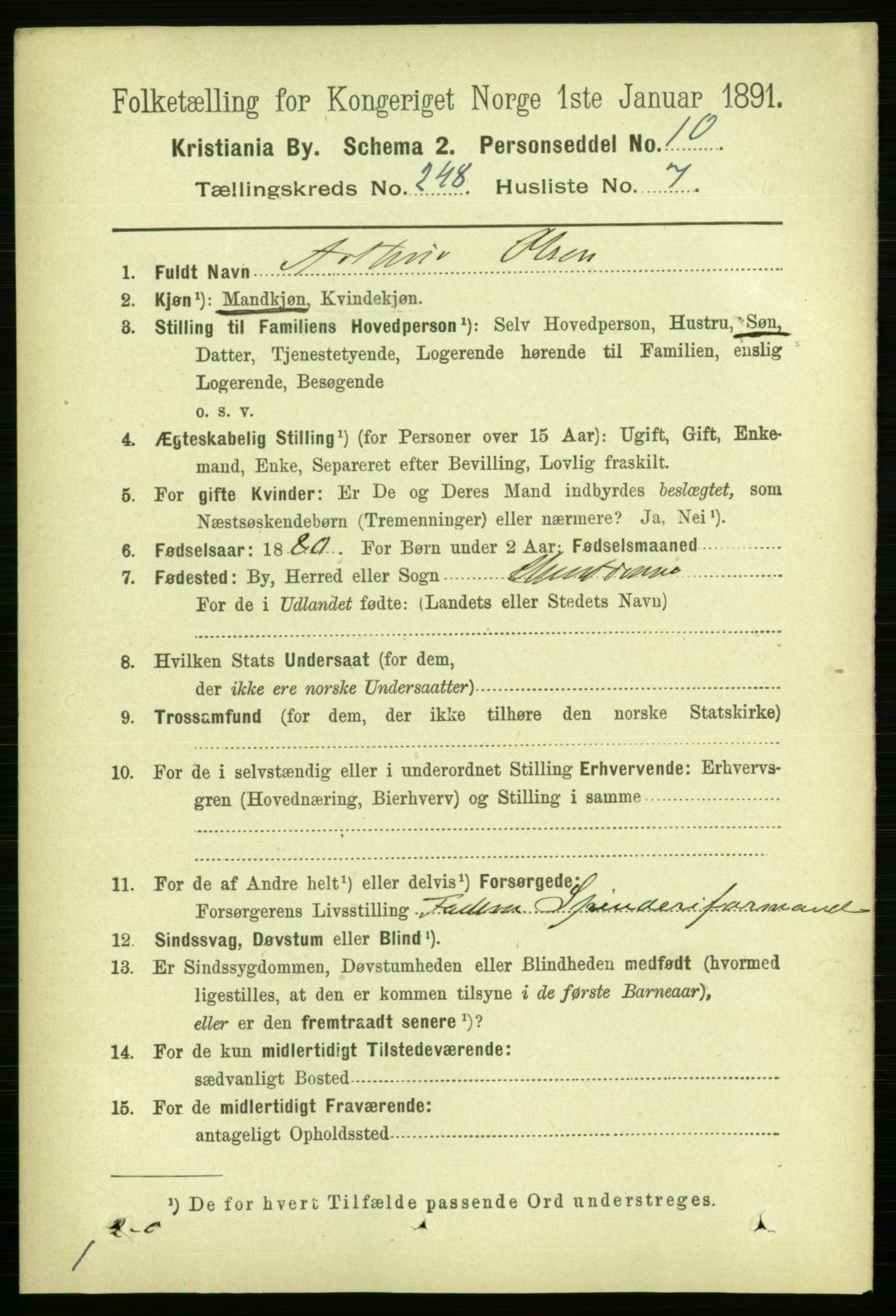 RA, 1891 census for 0301 Kristiania, 1891, p. 151309