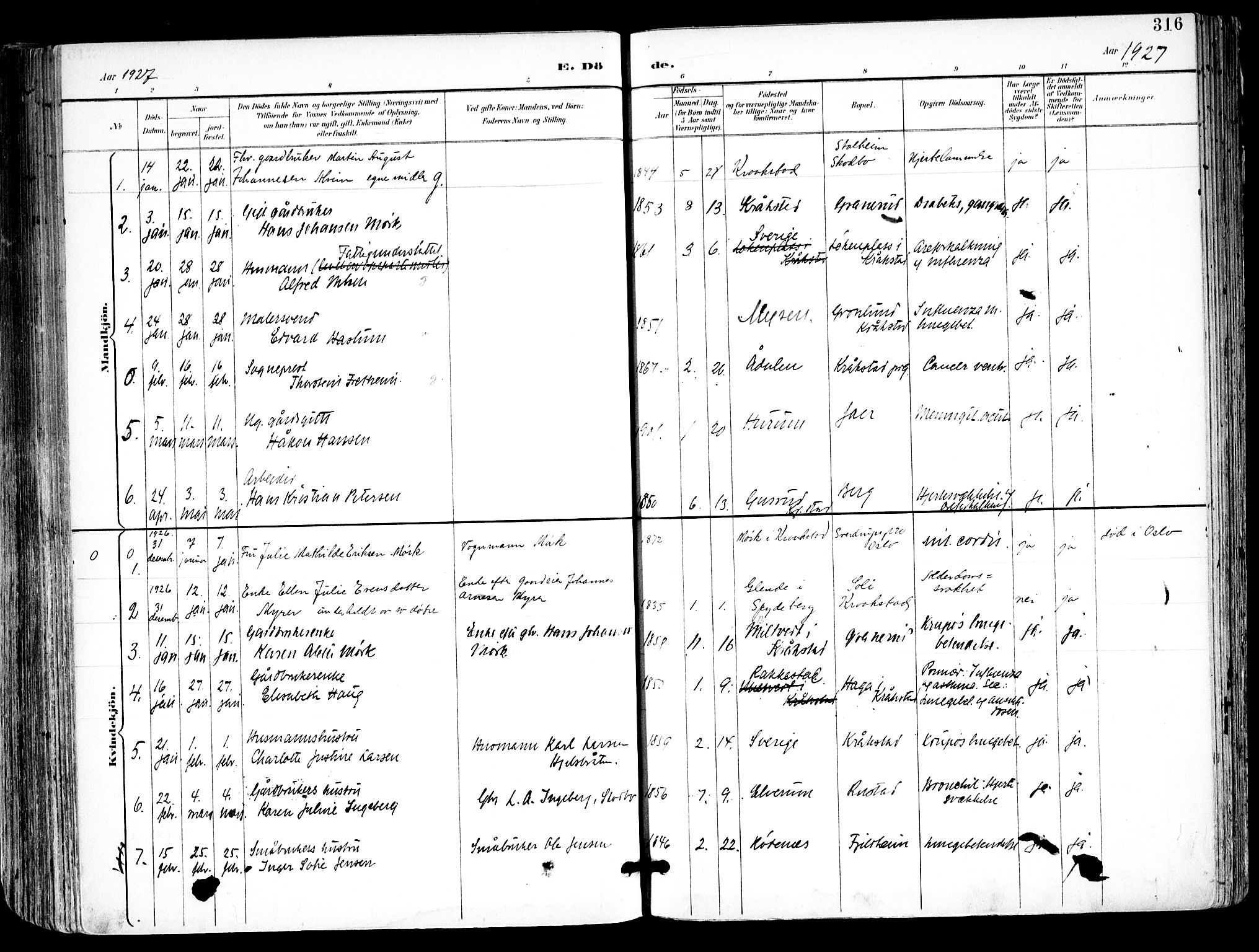 Kråkstad prestekontor Kirkebøker, SAO/A-10125a/F/Fa/L0010: Parish register (official) no. I 10, 1893-1931, p. 316