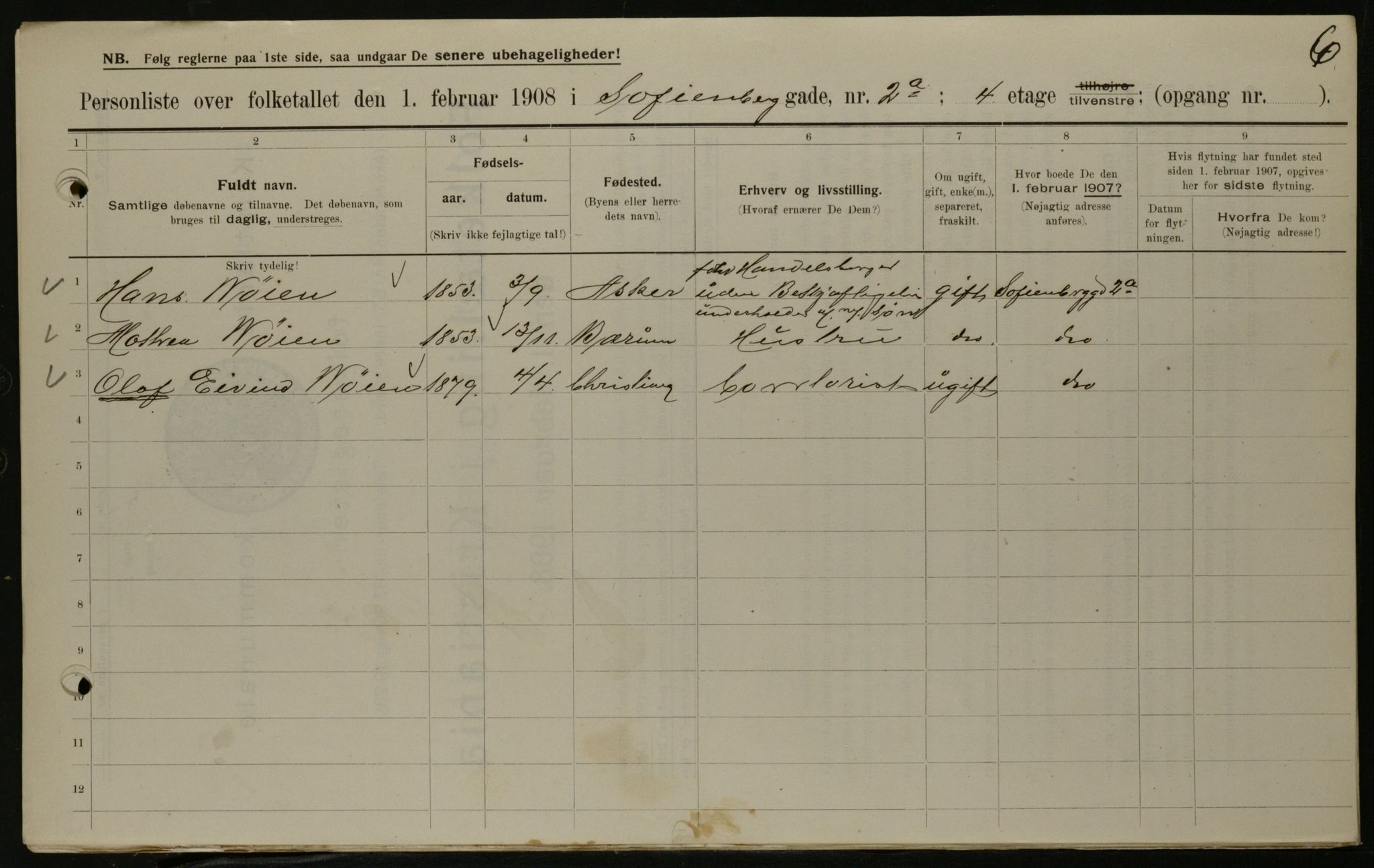 OBA, Municipal Census 1908 for Kristiania, 1908, p. 88292