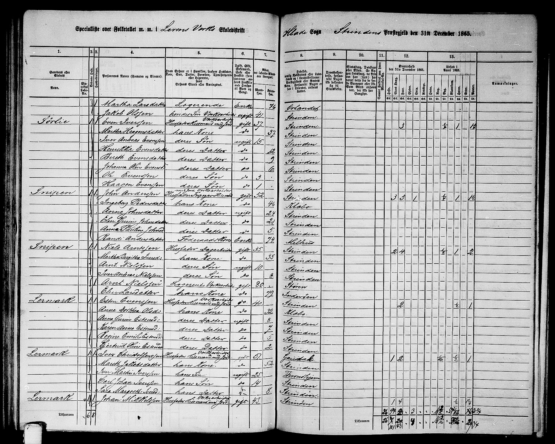 RA, 1865 census for Strinda, 1865, p. 137