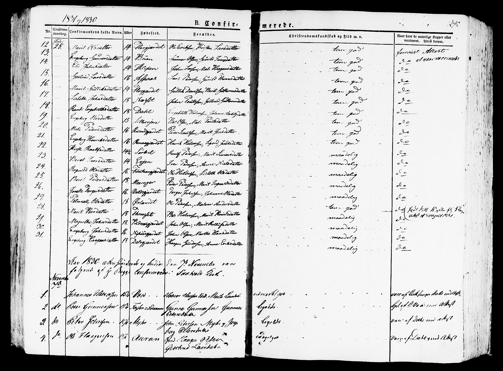 Ministerialprotokoller, klokkerbøker og fødselsregistre - Nord-Trøndelag, AV/SAT-A-1458/709/L0070: Parish register (official) no. 709A10, 1820-1832, p. 275