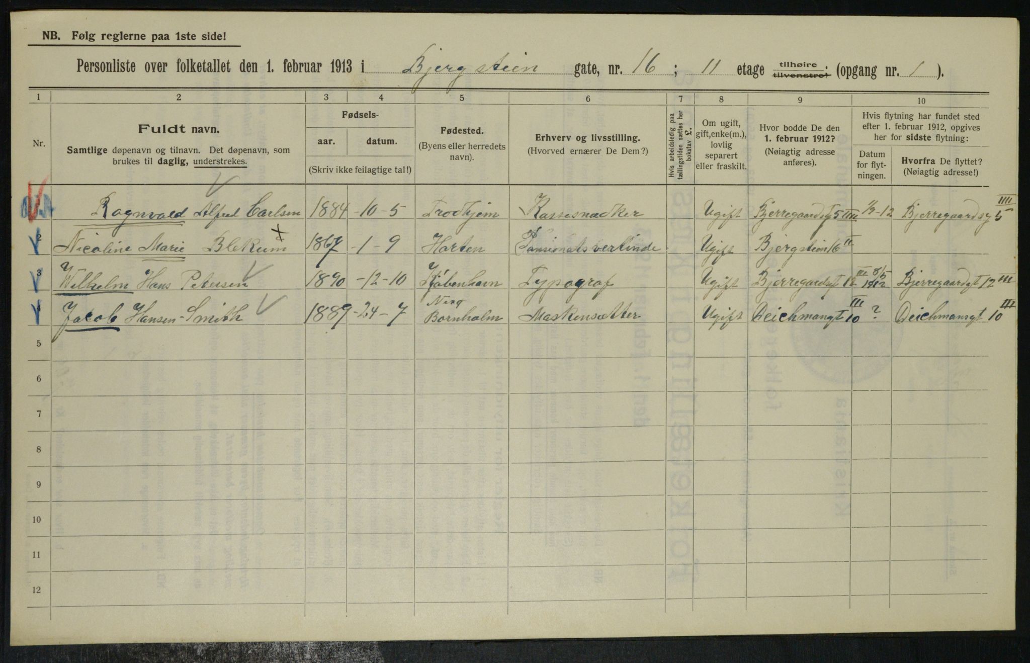 OBA, Municipal Census 1913 for Kristiania, 1913, p. 4404