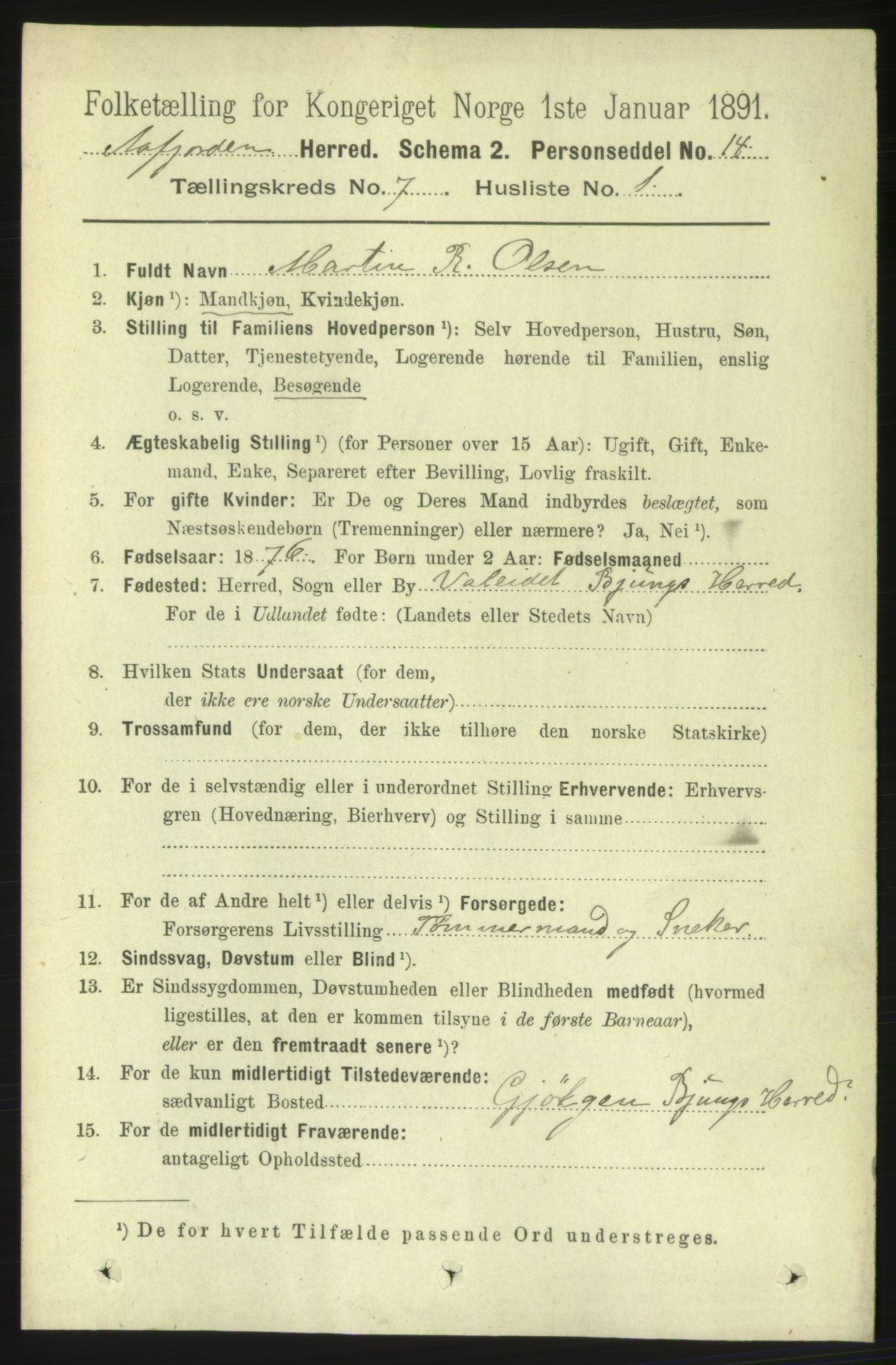 RA, 1891 census for 1630 Åfjord, 1891, p. 1719