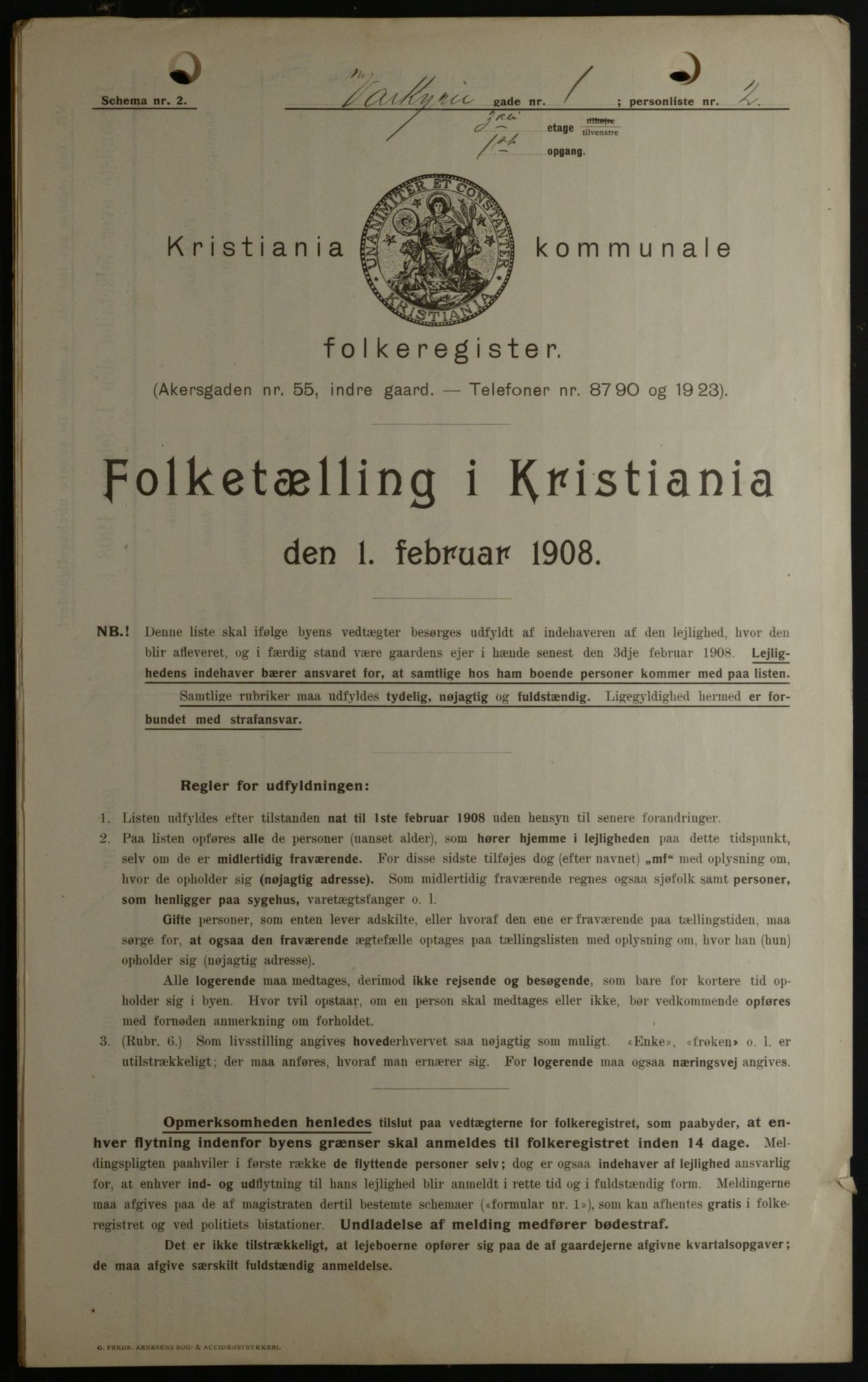 OBA, Municipal Census 1908 for Kristiania, 1908, p. 109176