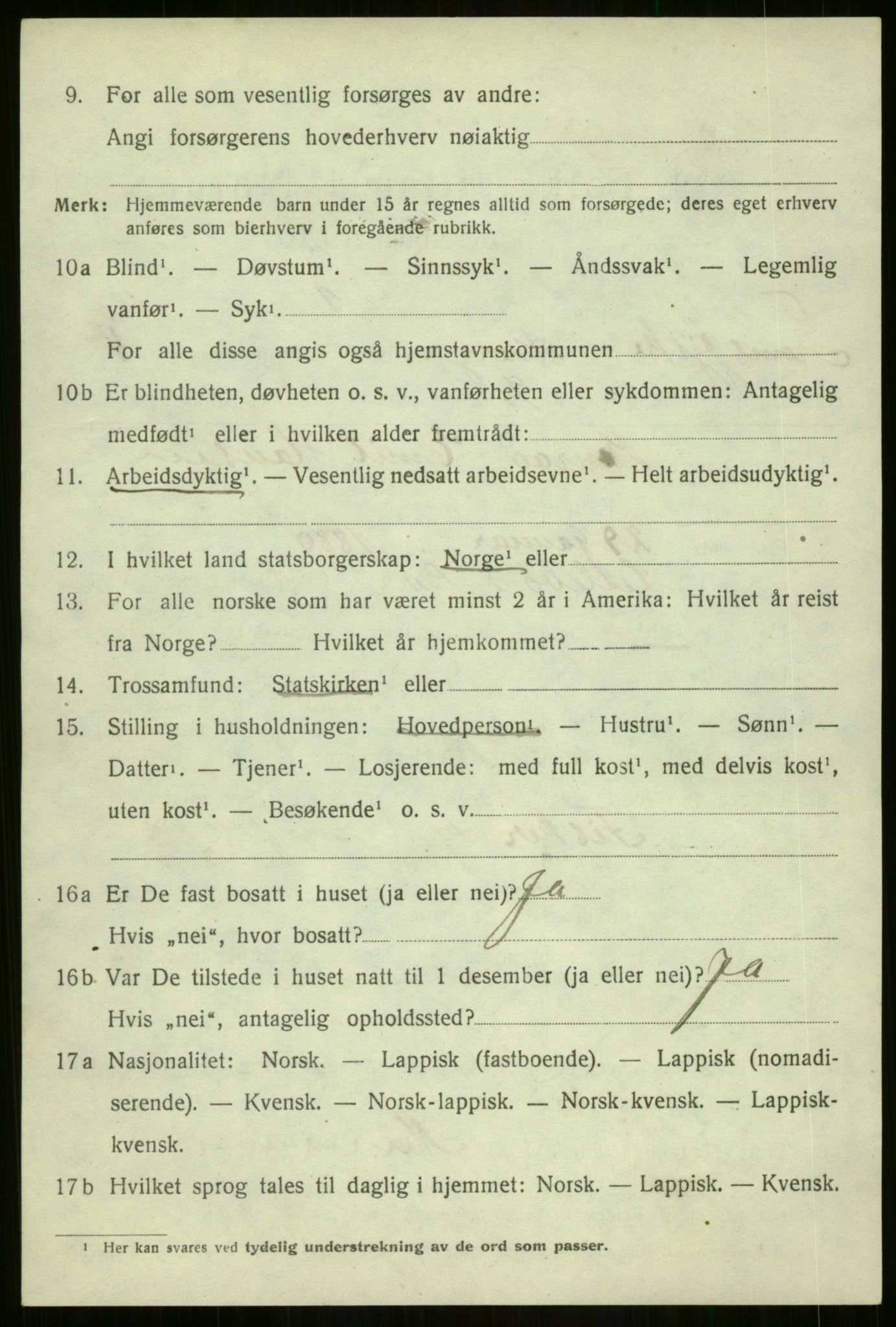 SATØ, 1920 census for Berg, 1920, p. 1532