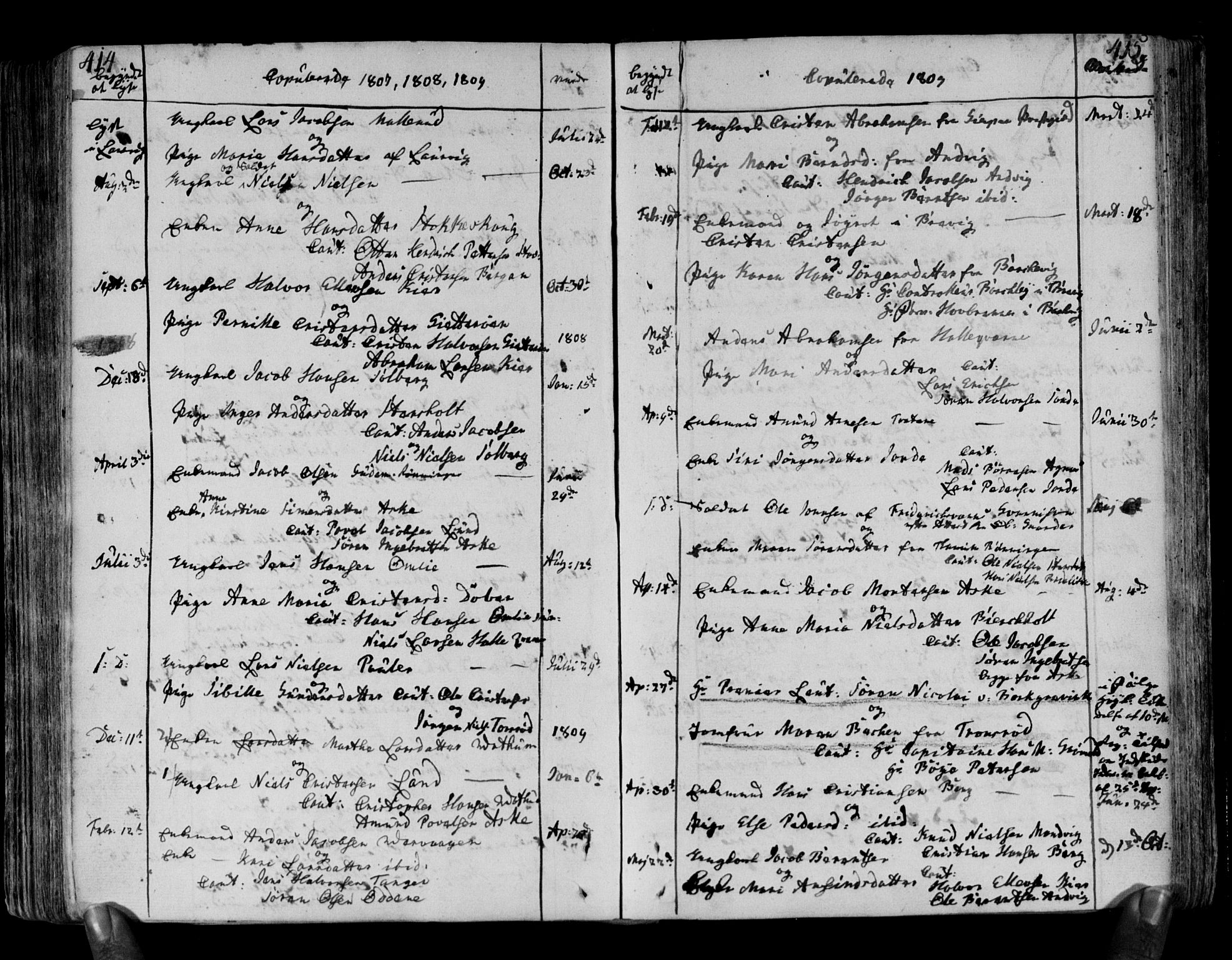 Brunlanes kirkebøker, SAKO/A-342/F/Fa/L0002: Parish register (official) no. I 2, 1802-1834, p. 414-415