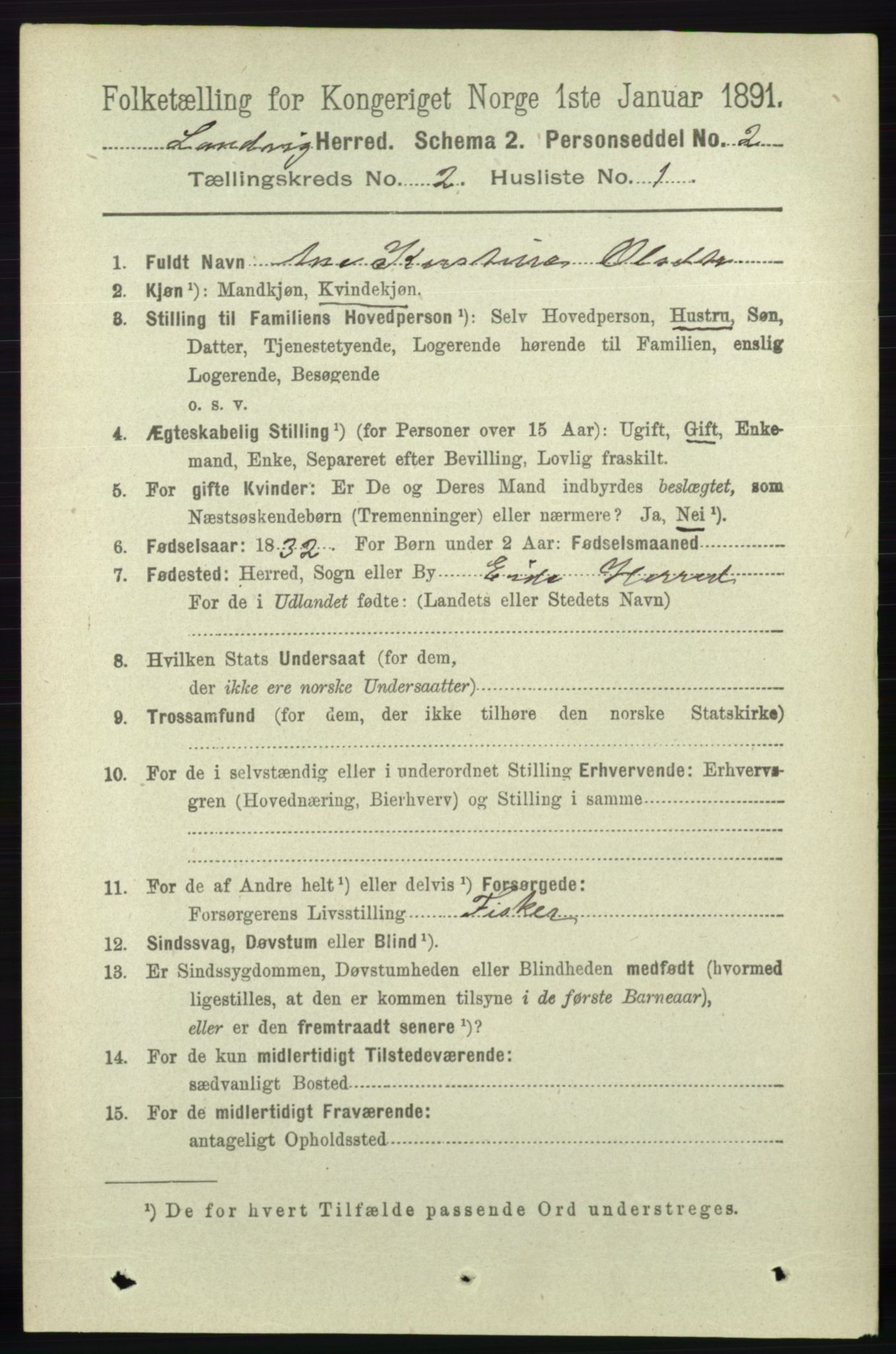 RA, 1891 census for 0924 Landvik, 1891, p. 336