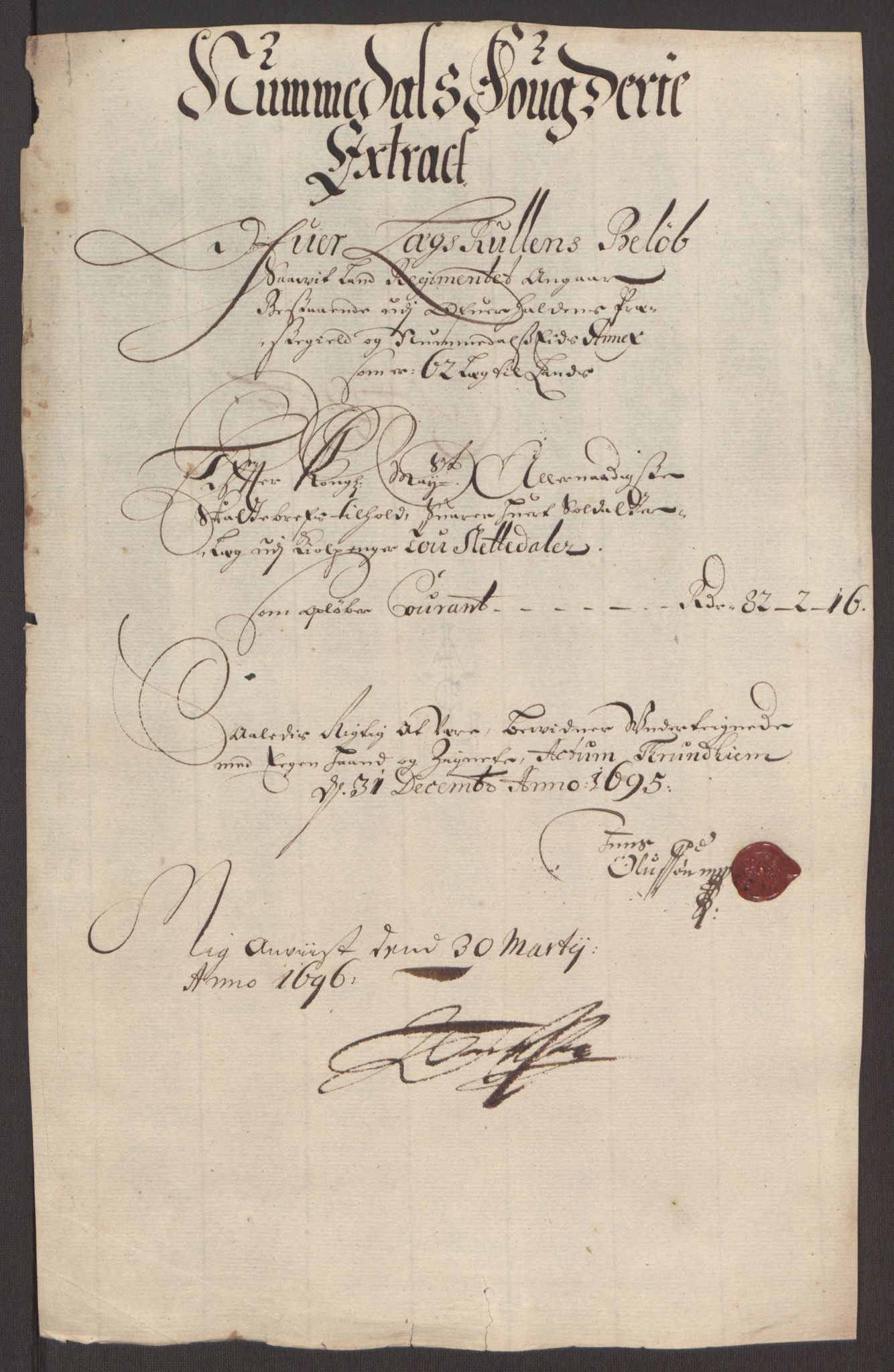 Rentekammeret inntil 1814, Reviderte regnskaper, Fogderegnskap, AV/RA-EA-4092/R64/L4424: Fogderegnskap Namdal, 1692-1695, p. 478