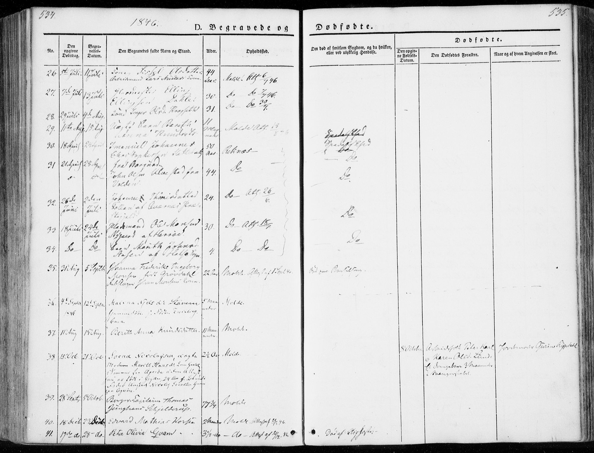 Ministerialprotokoller, klokkerbøker og fødselsregistre - Møre og Romsdal, SAT/A-1454/558/L0689: Parish register (official) no. 558A03, 1843-1872, p. 534-535