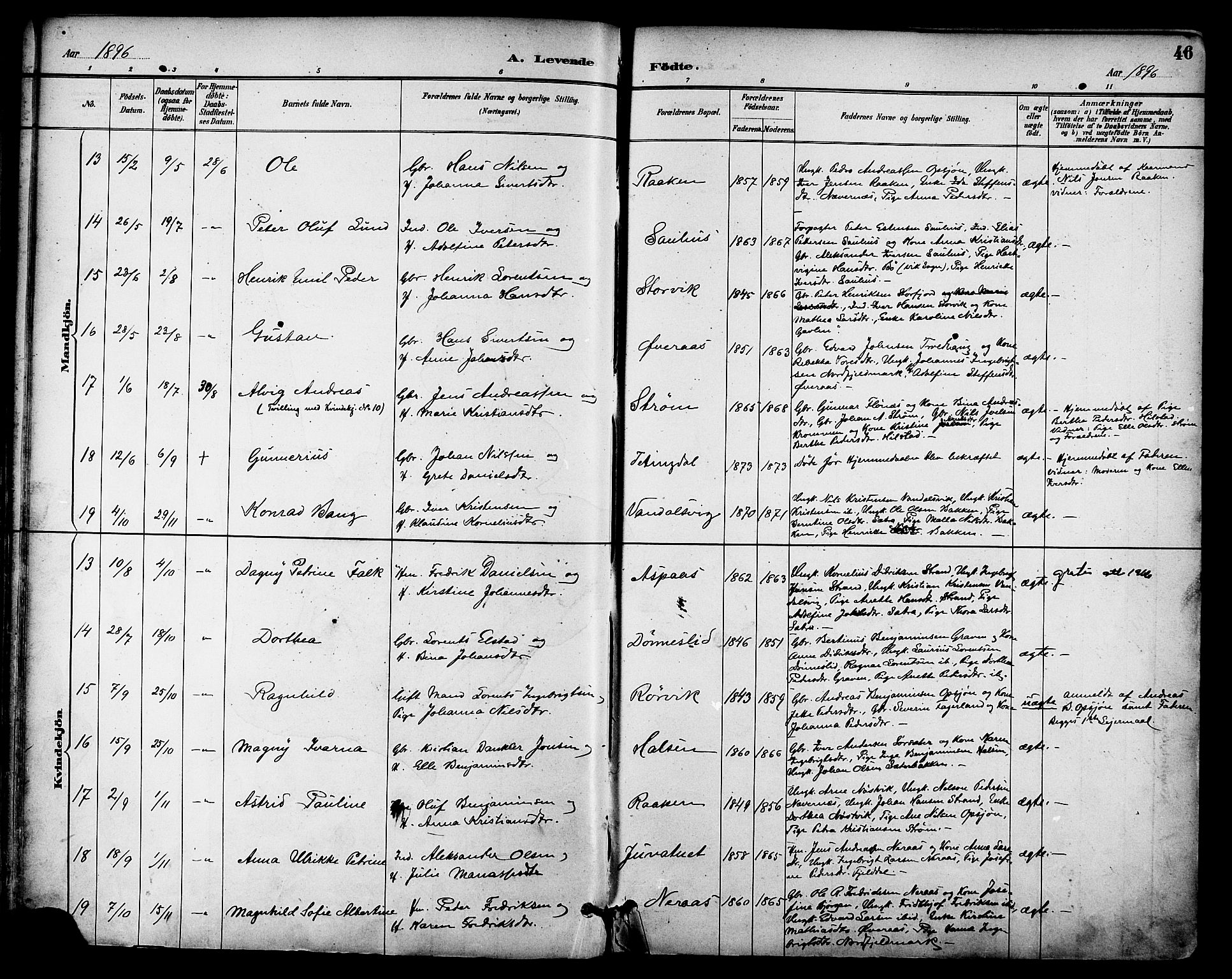 Ministerialprotokoller, klokkerbøker og fødselsregistre - Nordland, SAT/A-1459/814/L0226: Parish register (official) no. 814A07, 1886-1898, p. 46