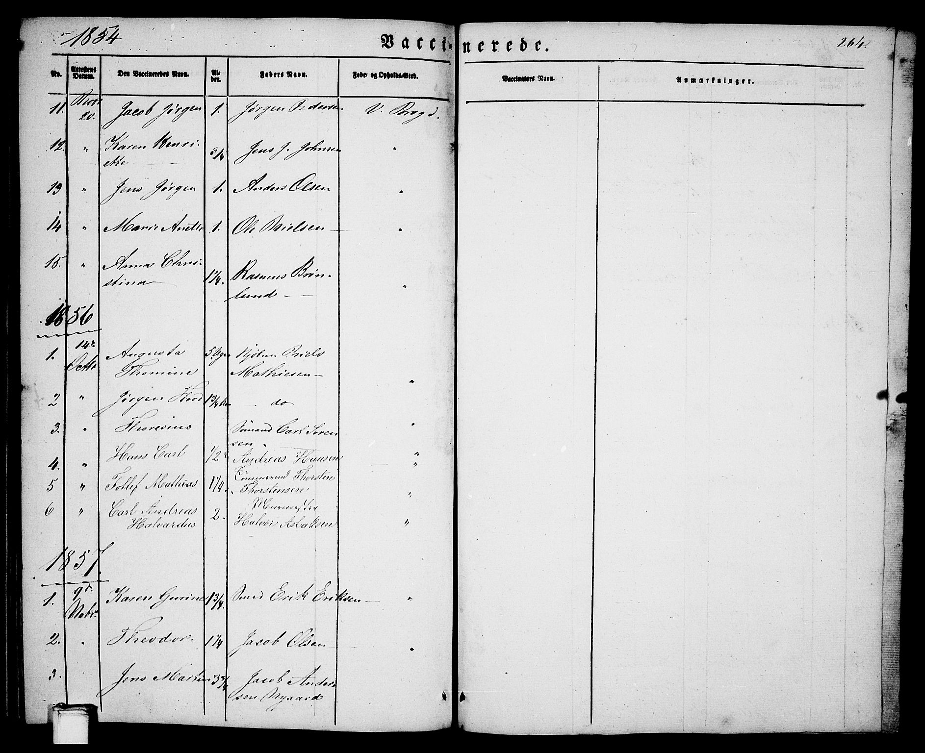 Porsgrunn kirkebøker , SAKO/A-104/G/Ga/L0002: Parish register (copy) no. I 2, 1847-1877, p. 264