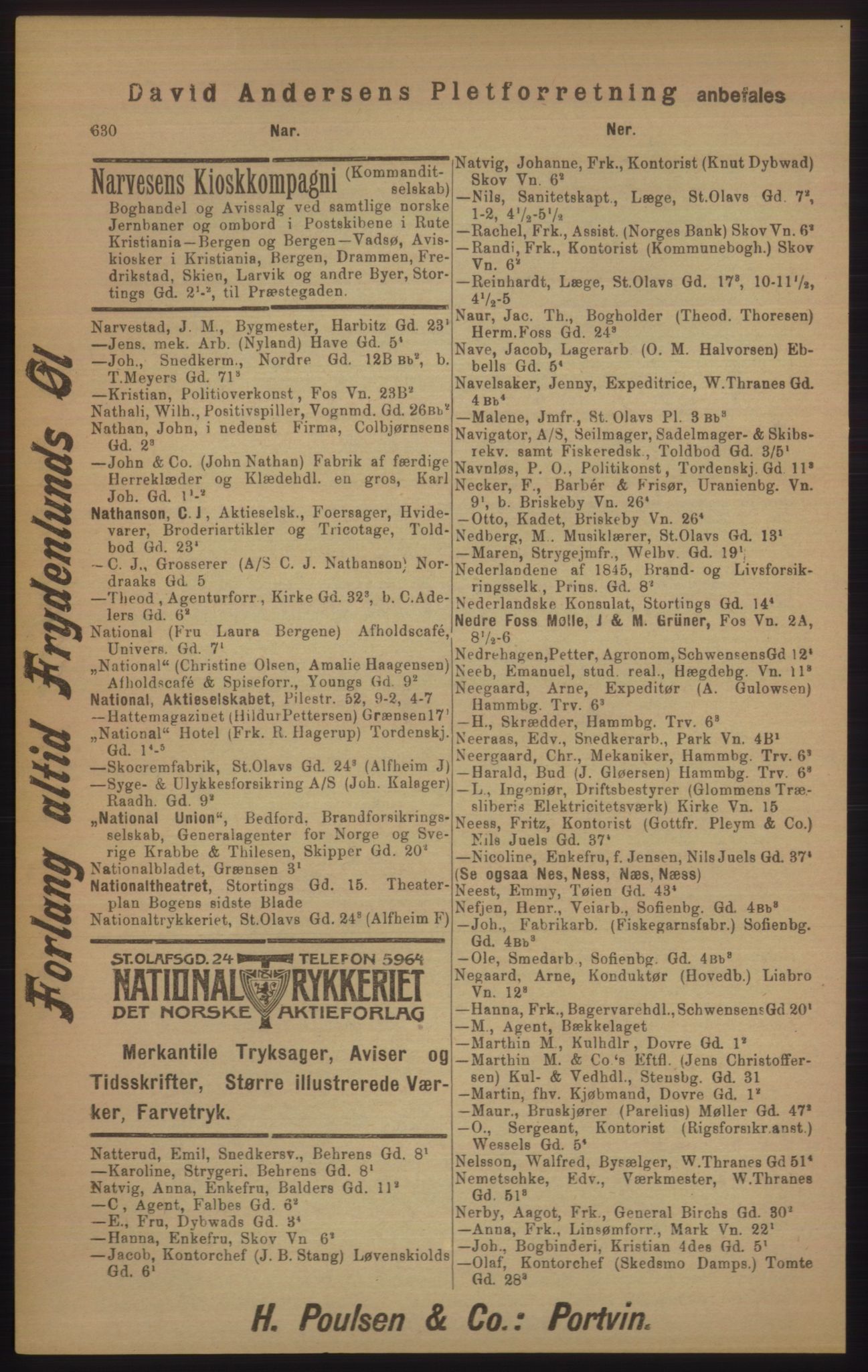 Kristiania/Oslo adressebok, PUBL/-, 1905, p. 630