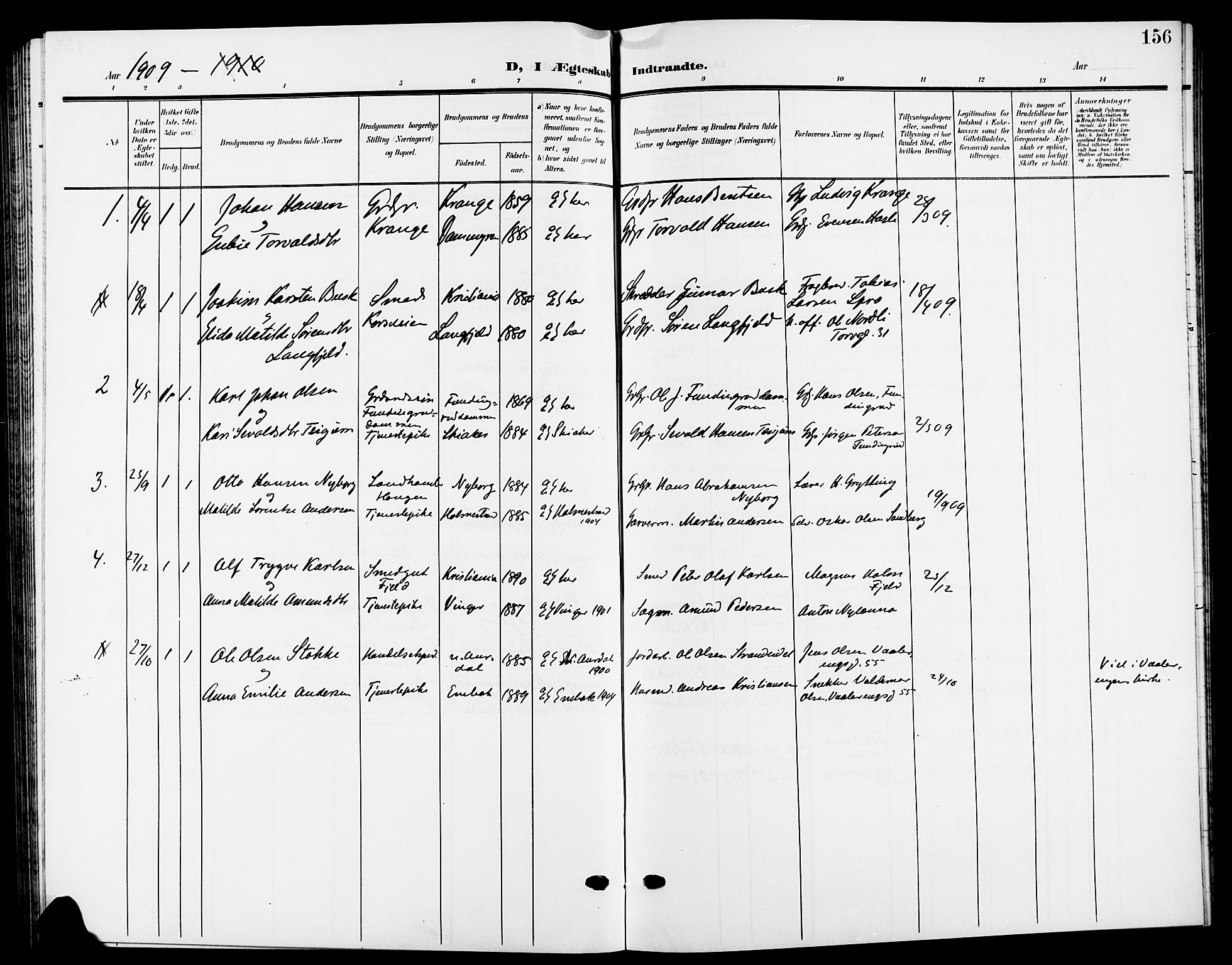 Nesodden prestekontor Kirkebøker, SAO/A-10013/G/Ga/L0002: Parish register (copy) no. I 2, 1905-1924, p. 156